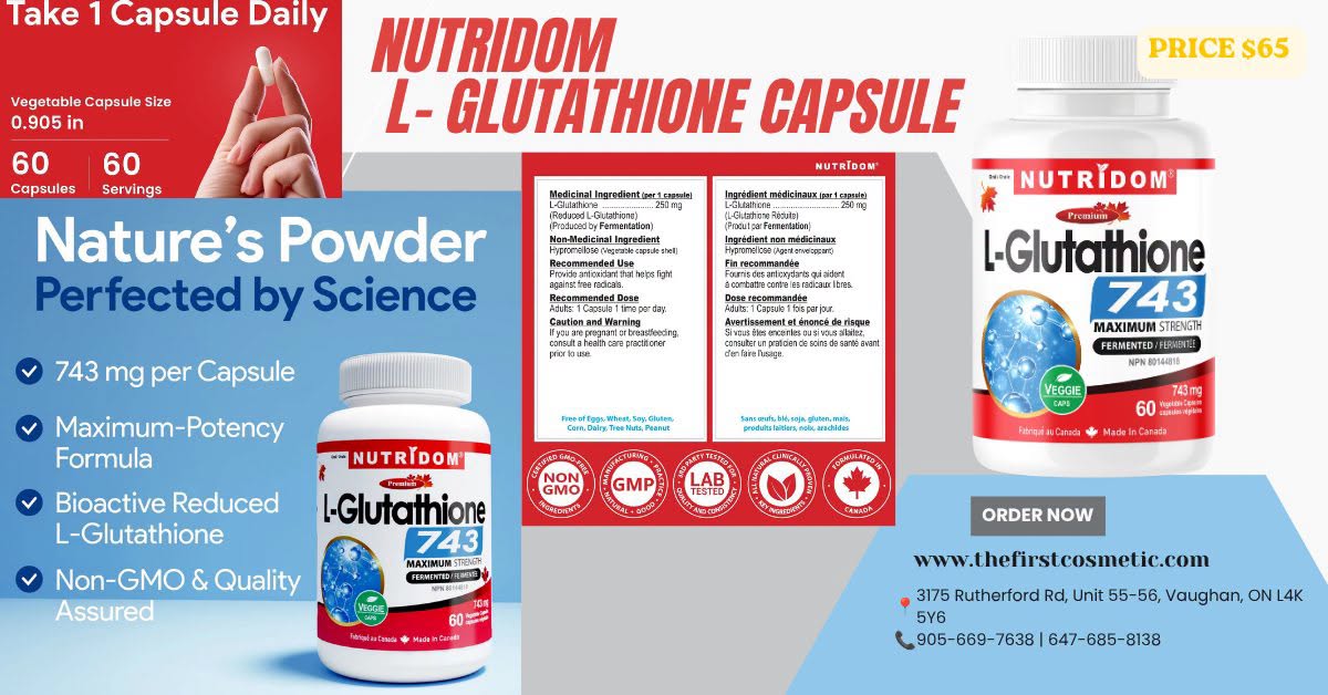 Viên uống Nutridom L-Glutathione 743 cung cấp hàm lượng cao hoạt chất L- Glutathione (dạng khử