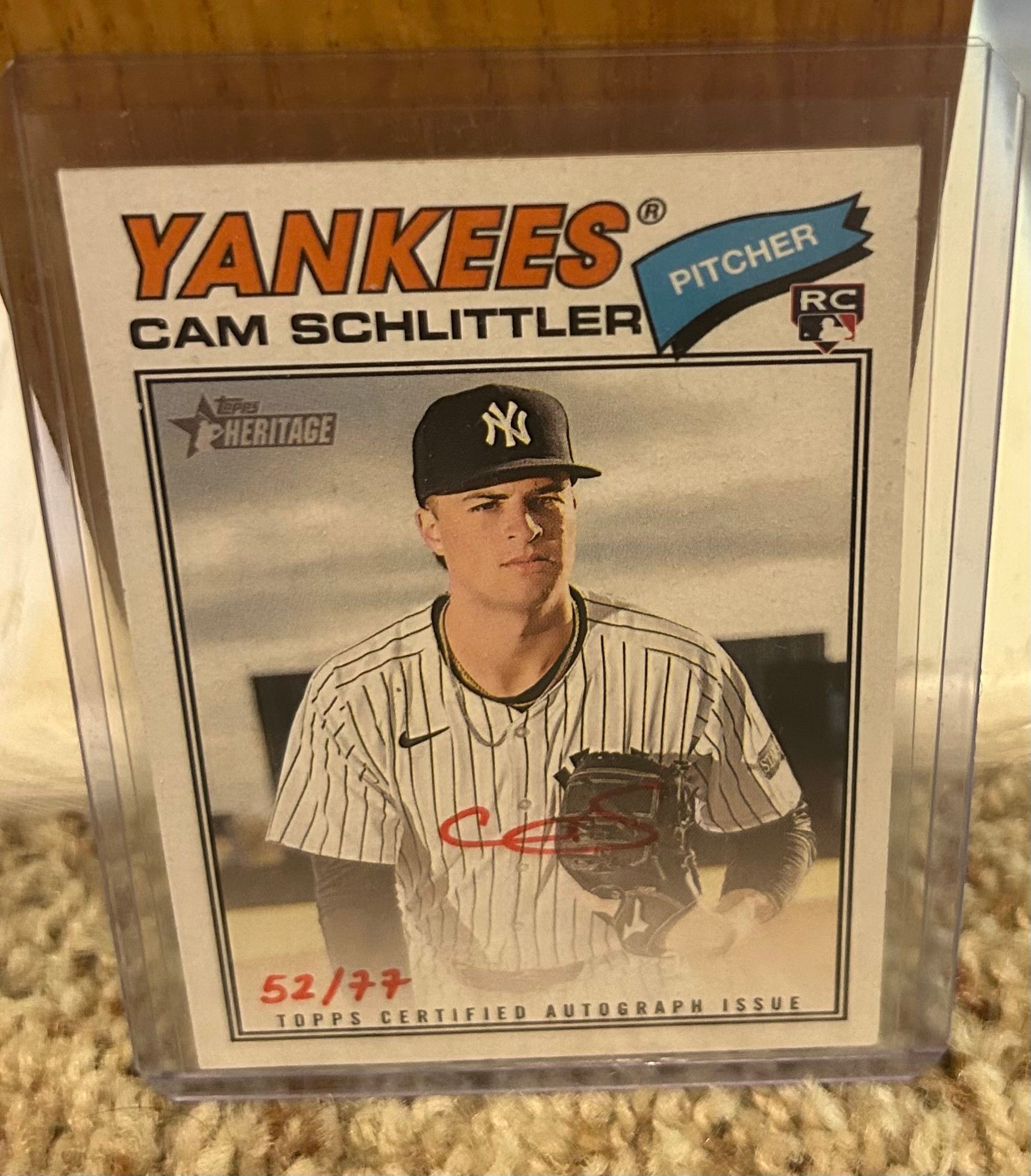 Cam Schlittler autographed Topps Heritage rookie card for sale