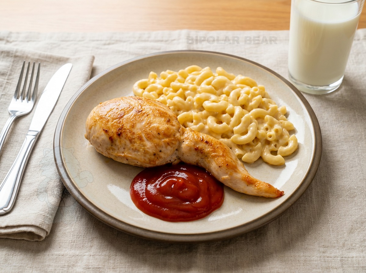 Bipolar - Last night’s dinner: A delicately baked chicken breast ...