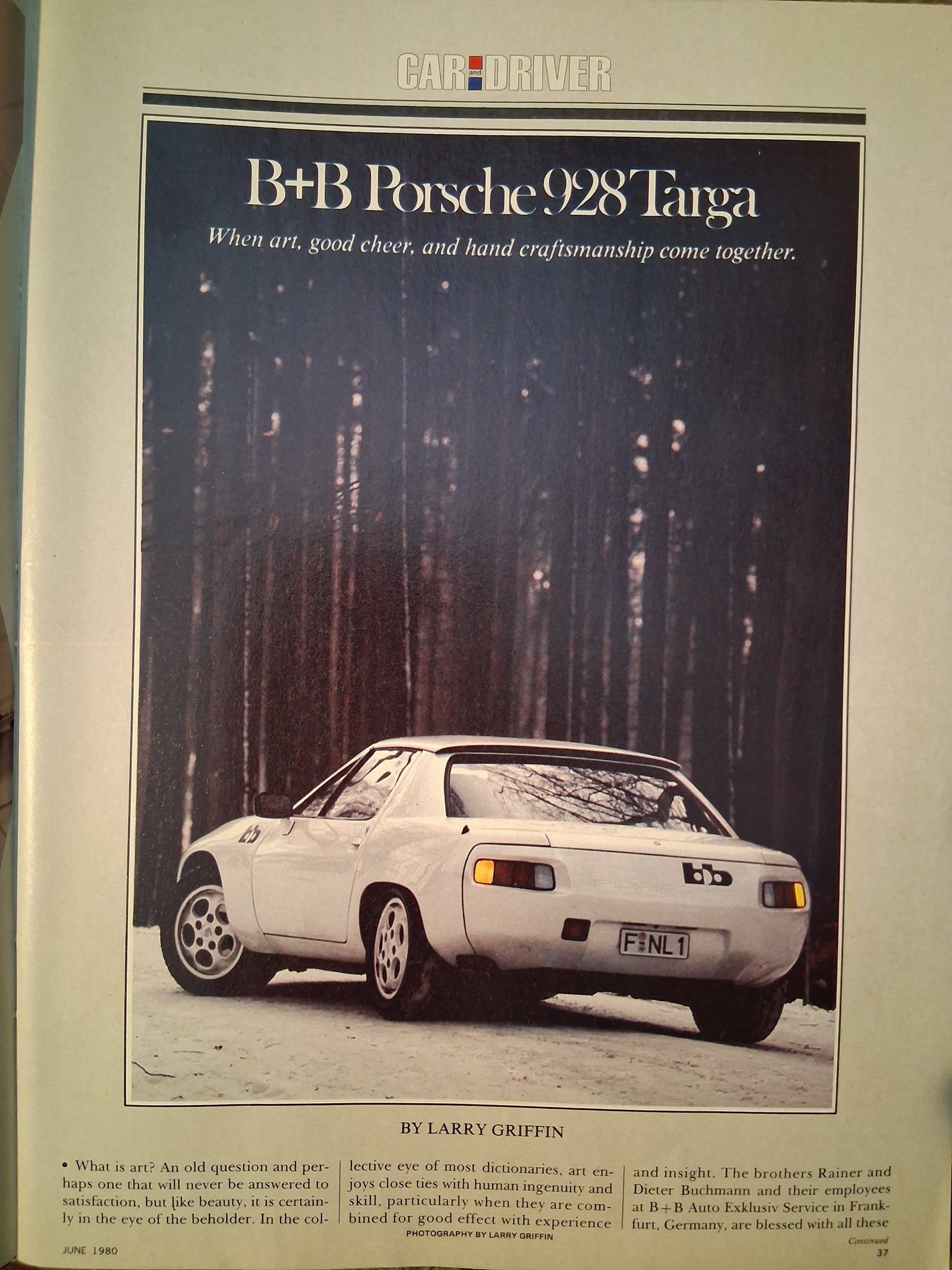 Porsche 928 tuned hy B+B. Car and Driver, June 1980