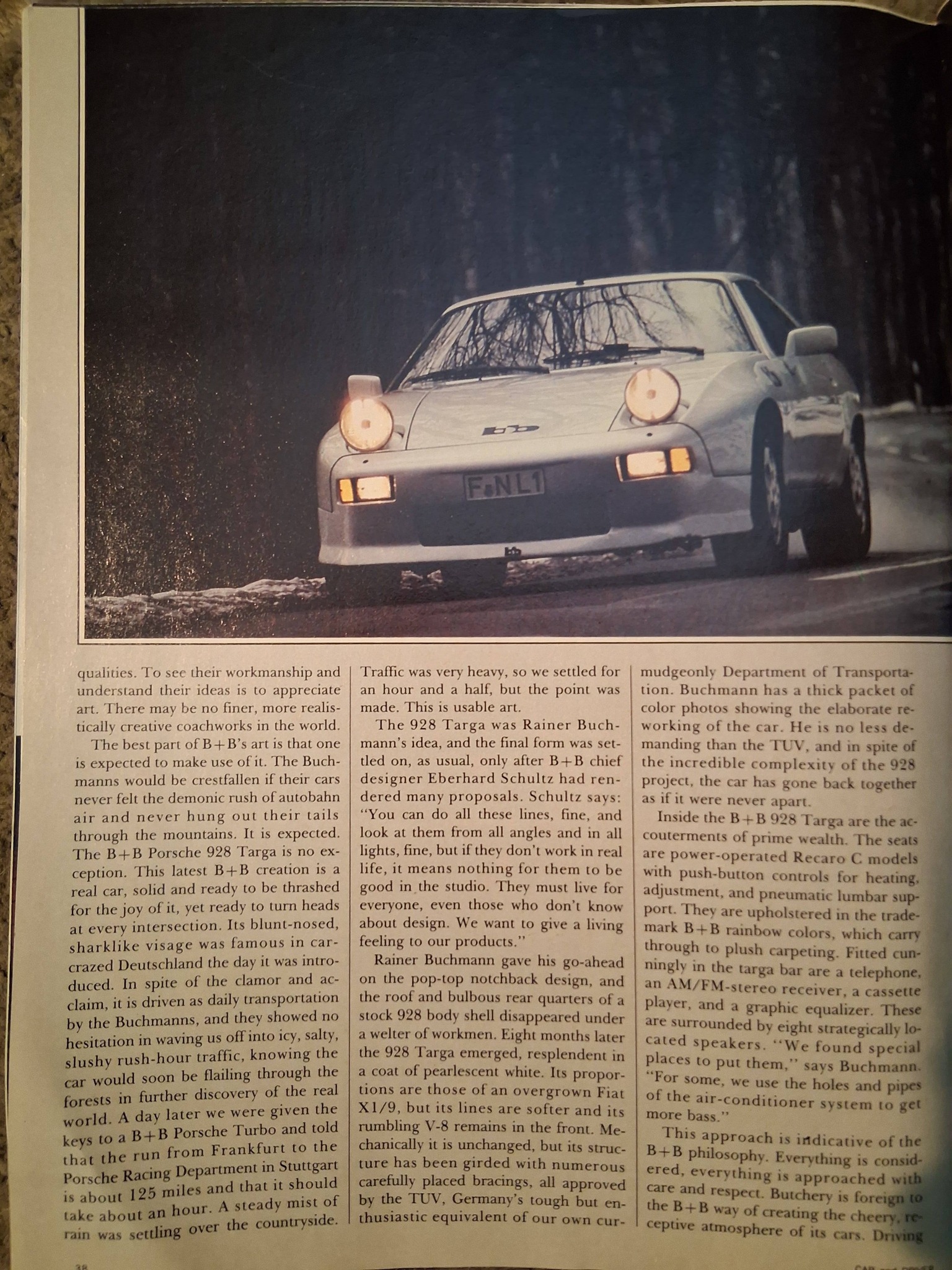 Porsche 928 tuned hy B+B. Car and Driver, June 1980