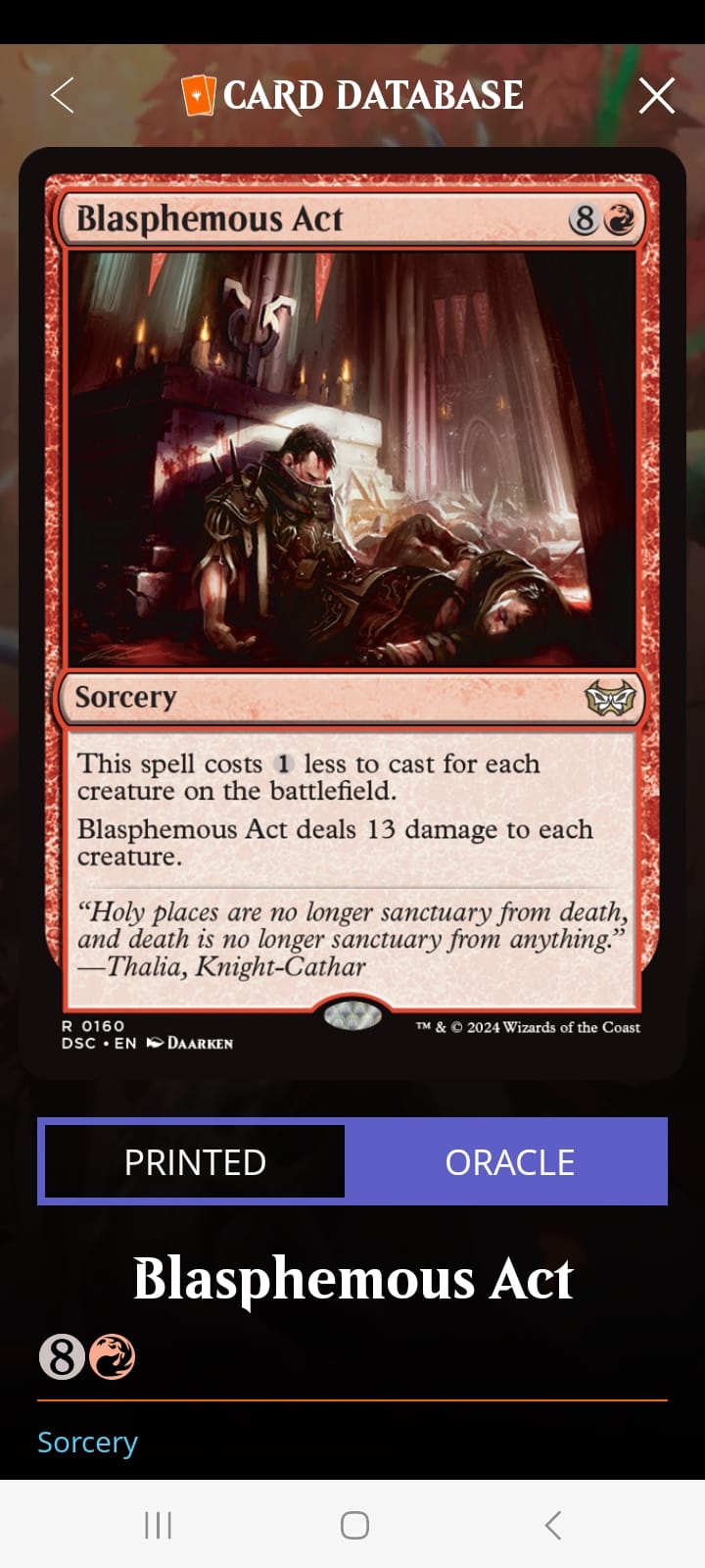 mtg cards like blasphemous act Proxy Blasphemous Act deals 13 damage to each creature. Can Opal absorb damage from