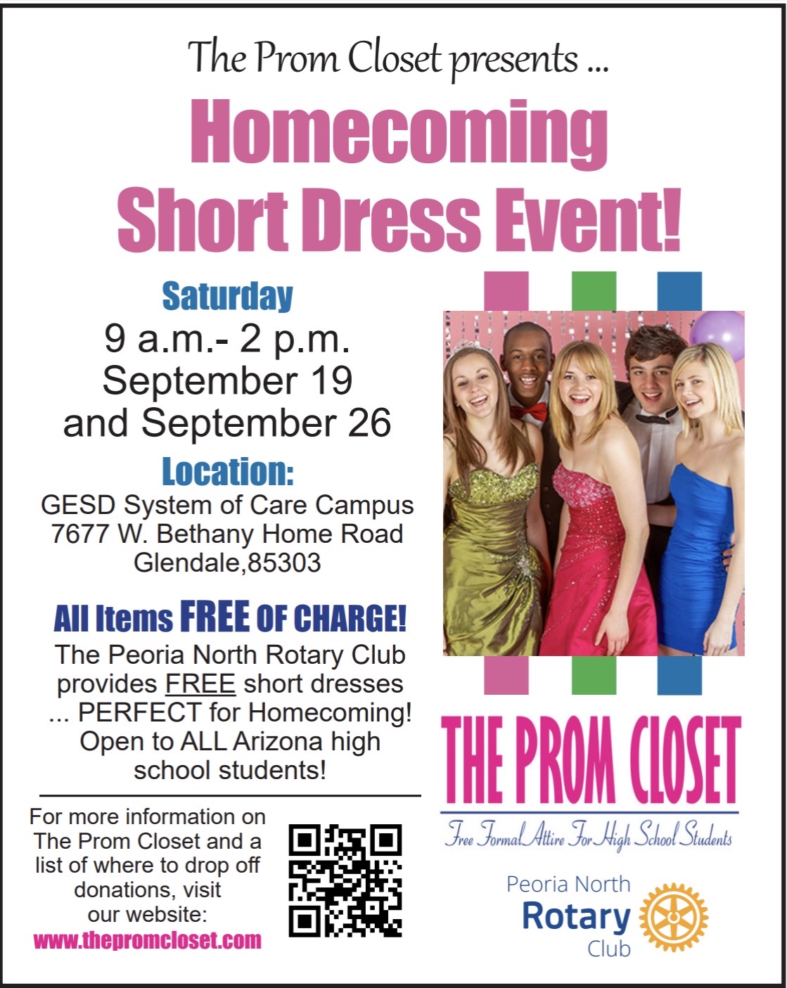 homecoming dress stores in arizona Free dresses for high school girls at Glendale's Prom Closet on September 19 and 26 Thea
