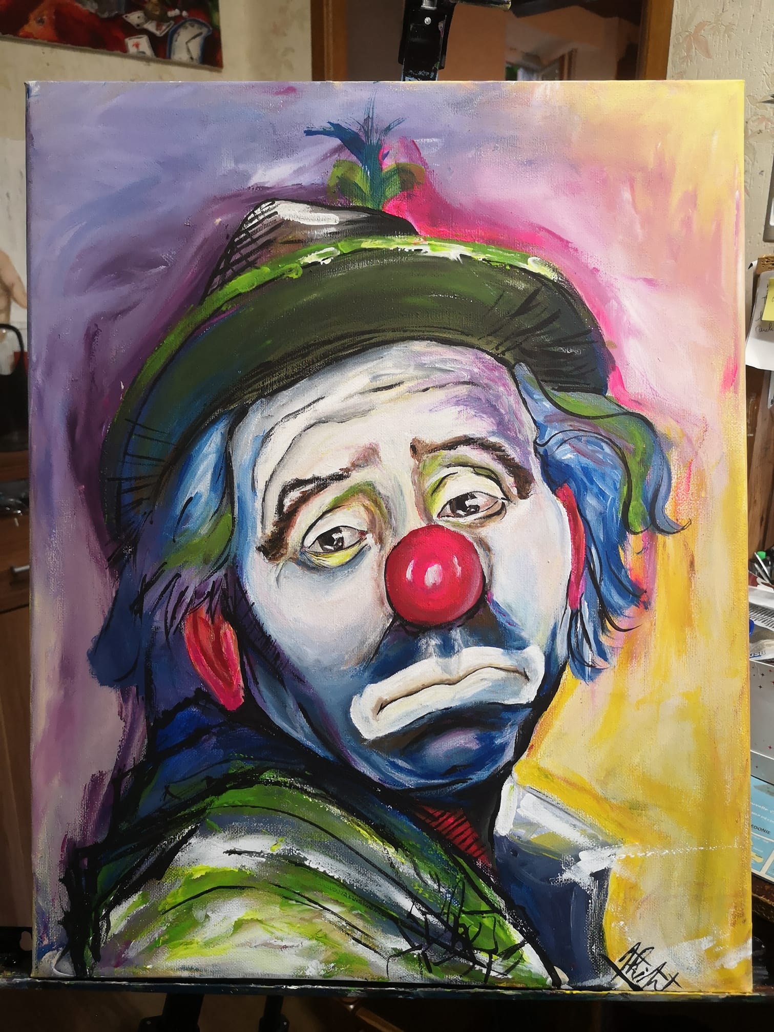 Akiart Nouvelle Toile De 50 40 Cm Titre Clown Triste Facebook