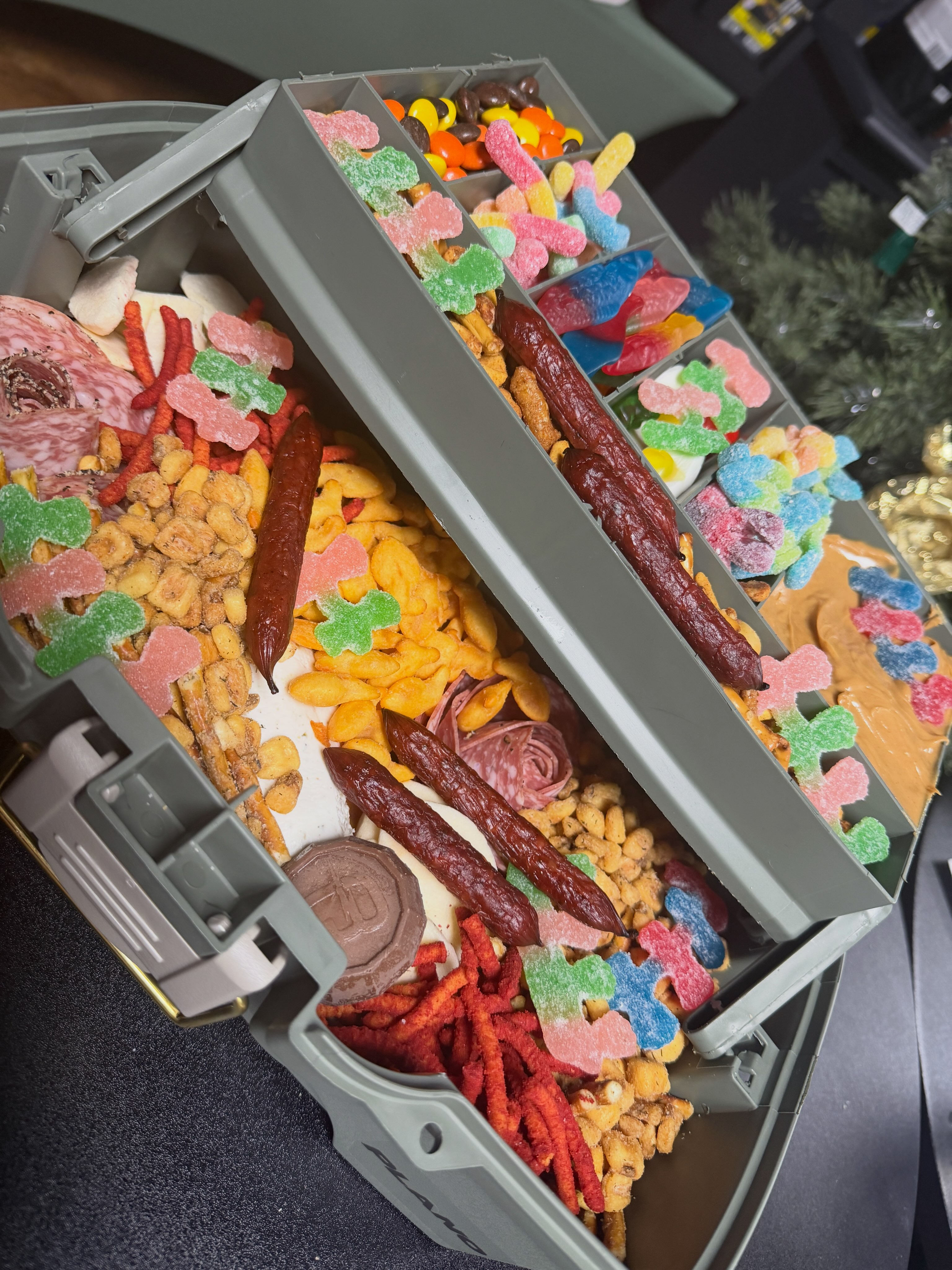 charcuterie in fishing tackle box SNACKLE – Amazing Graze Co A Snackle Box To Go