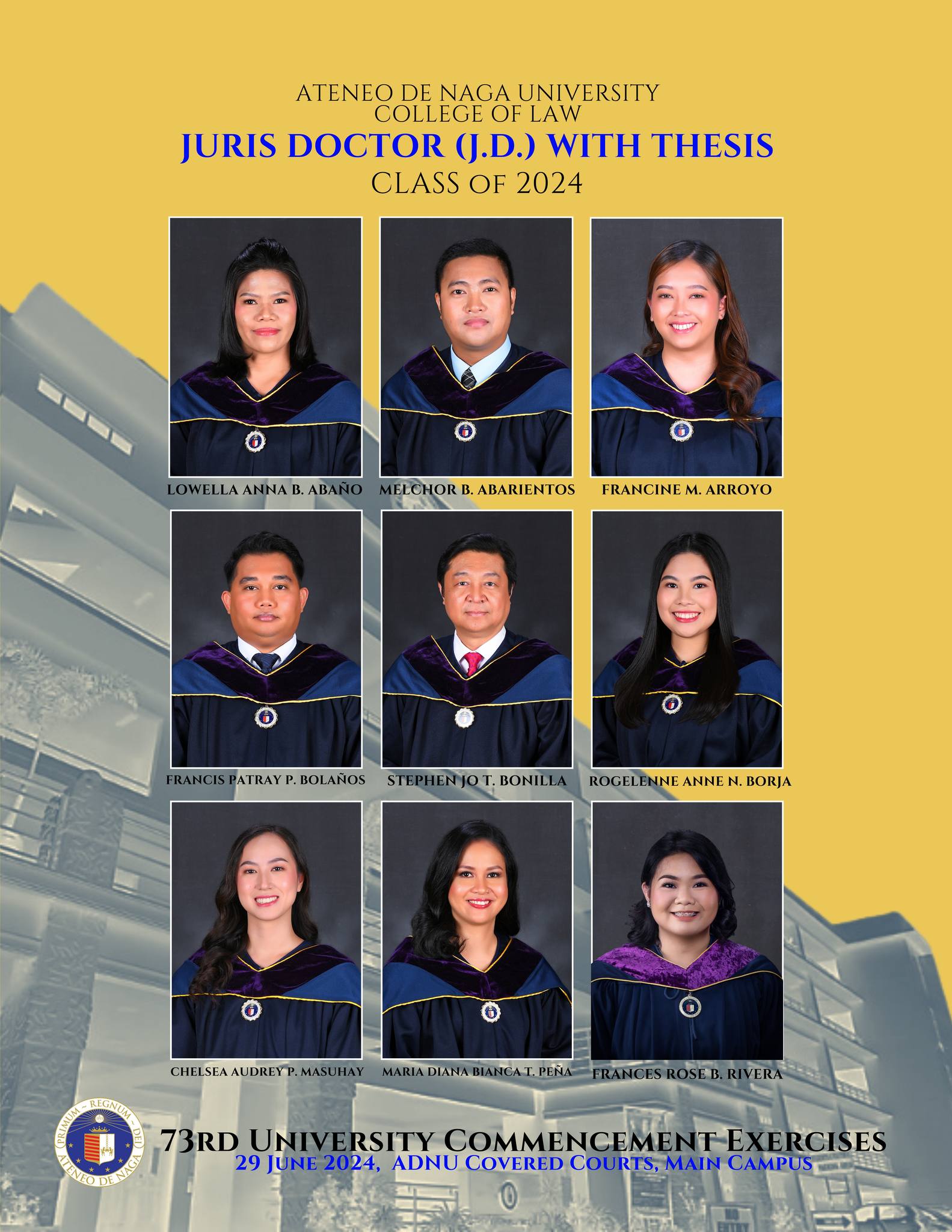 ateneo graduation dress code Day 2 of the 73rd Commencement Exercises Distribution of Diploma and Awarding of Honors at the de Naga University Covered Courts, June 29, 2024, for the following units: College of Business Colour_Brown