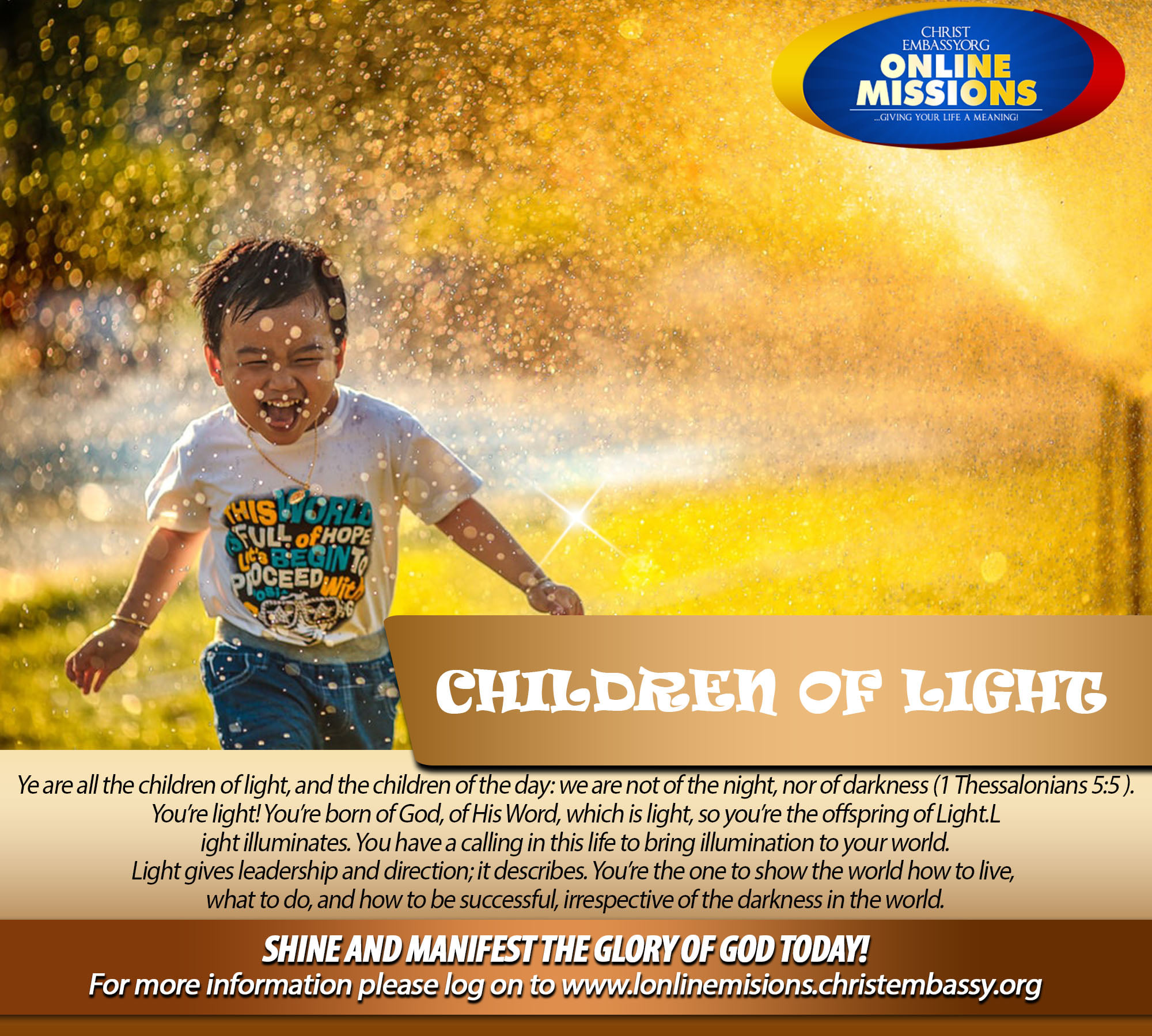 Let your light shine as a child of God
