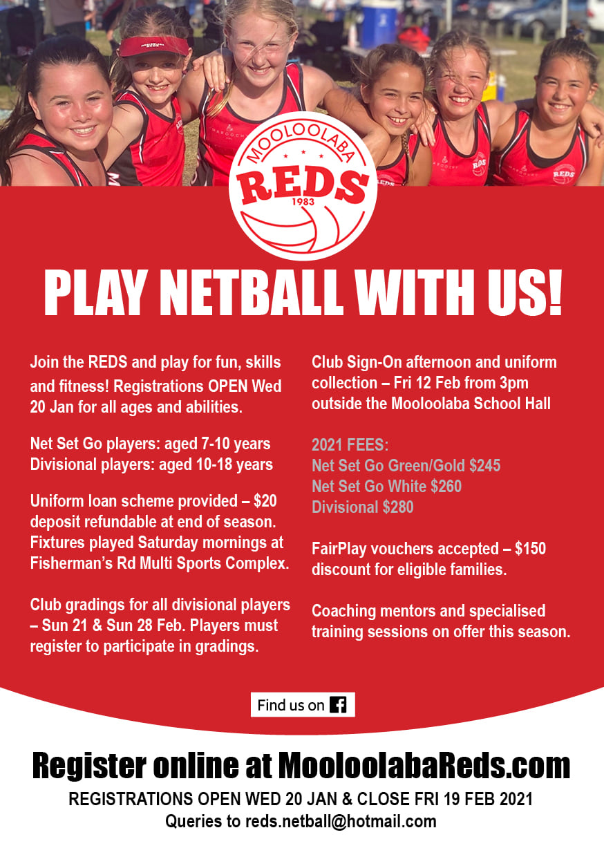 COME PLAY NETBALL WITH US!... - Mooloolaba Reds Netball Club | Facebook