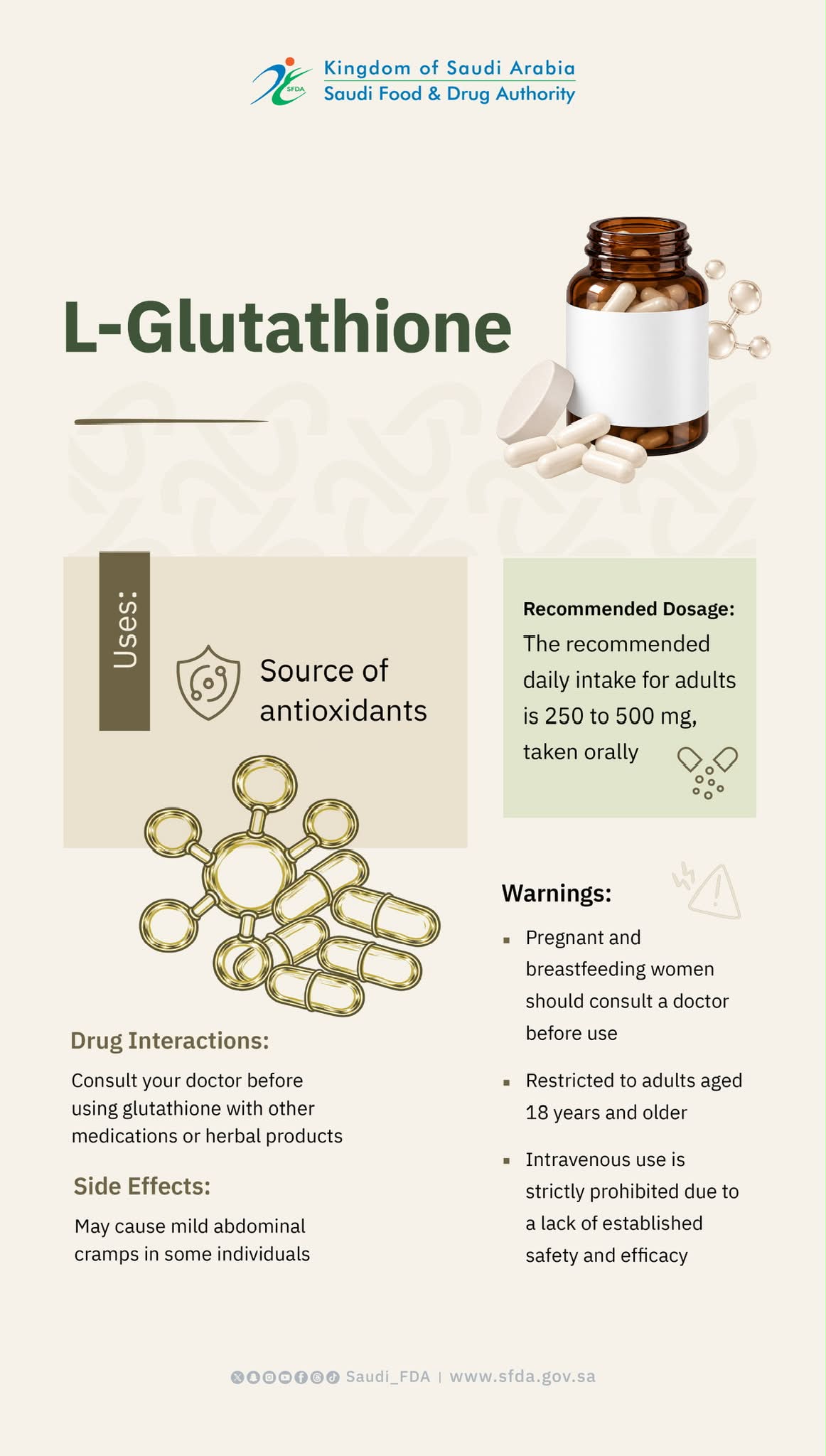l glutathione 250 mg side effects L-Glutathione is an antioxidant that should be used in specific amounts. Always follow the recommended dosage and consult a doctor when necessary. #SFDA Brighter, Healthier Skin with