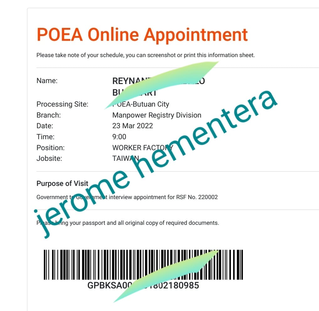 POEA ASSISTANCE EREG, PEOS, OEC , POEA APPOINTMENT | Facebook