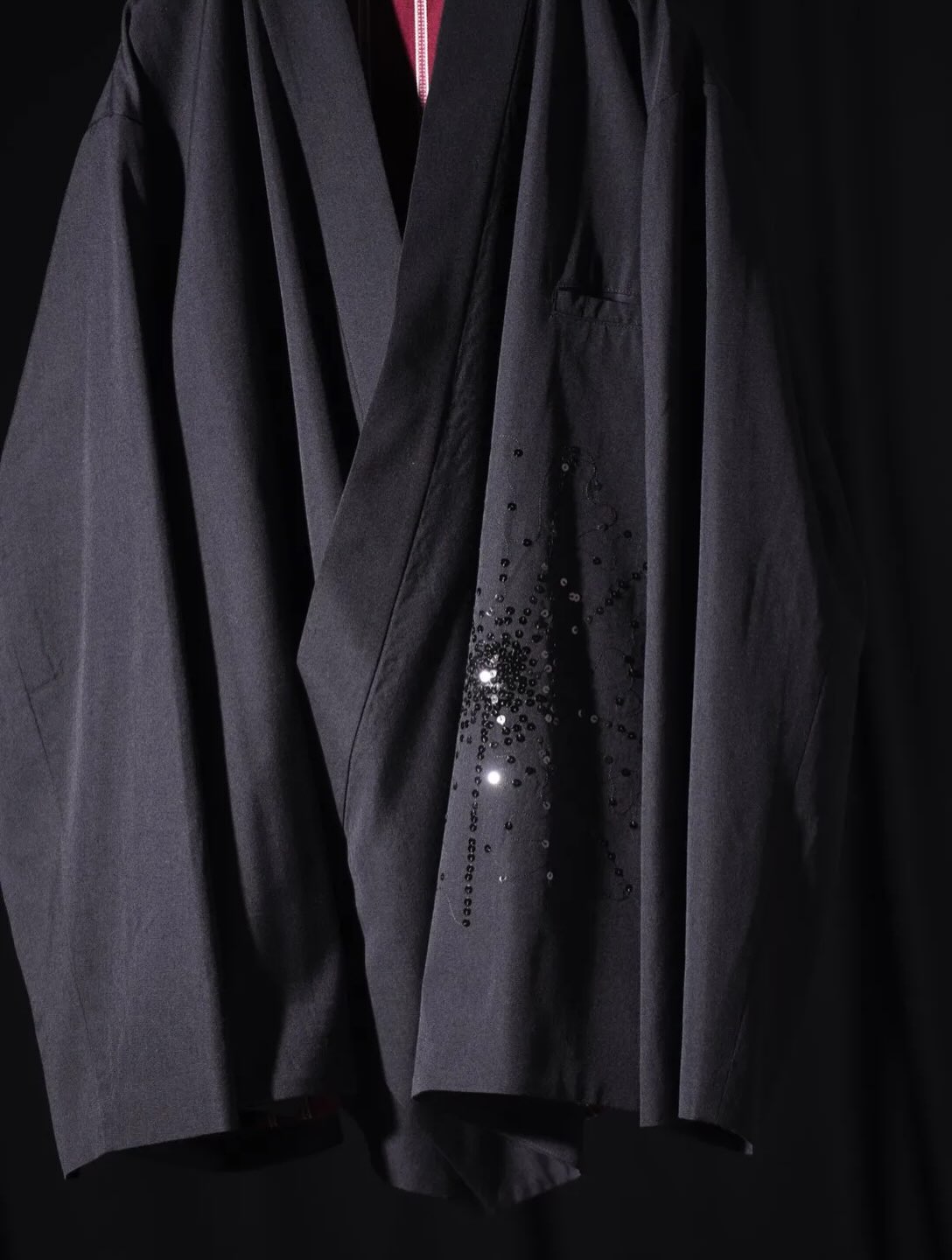 BISHOOL] Sequins Embroidery Wool Gabardine KIMONO Jacket