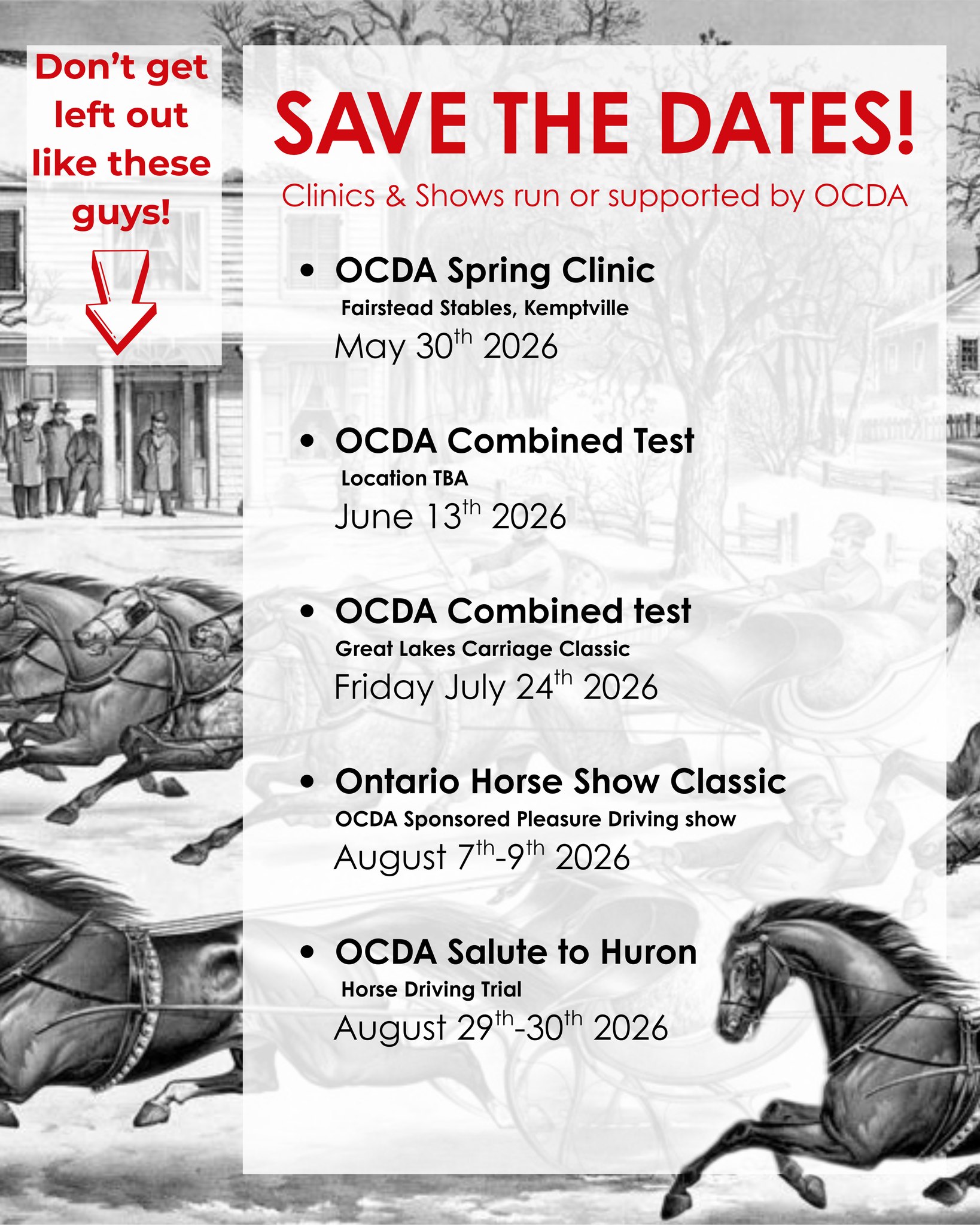Save the dates!! - Ontario Carriage Driving Association | Facebook