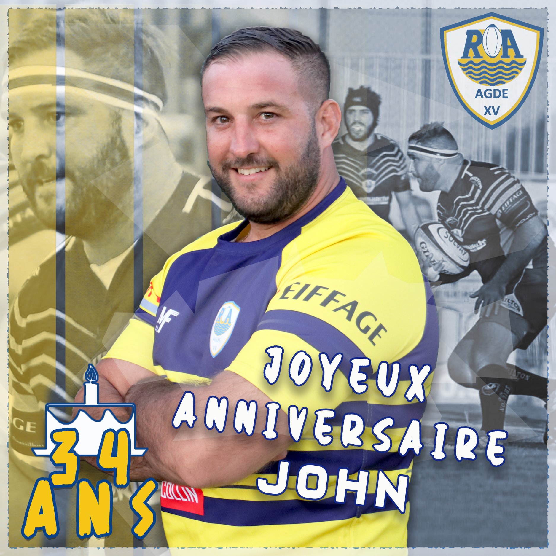 🔵🔶BON ANNIVERSAIRE JOHN🎉 .... - Rugby Olympique Agathois