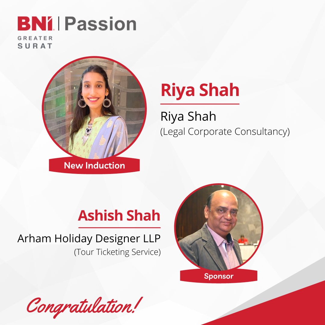BNI Surat - Congratulations, Miss. Riya Shah for becoming...
