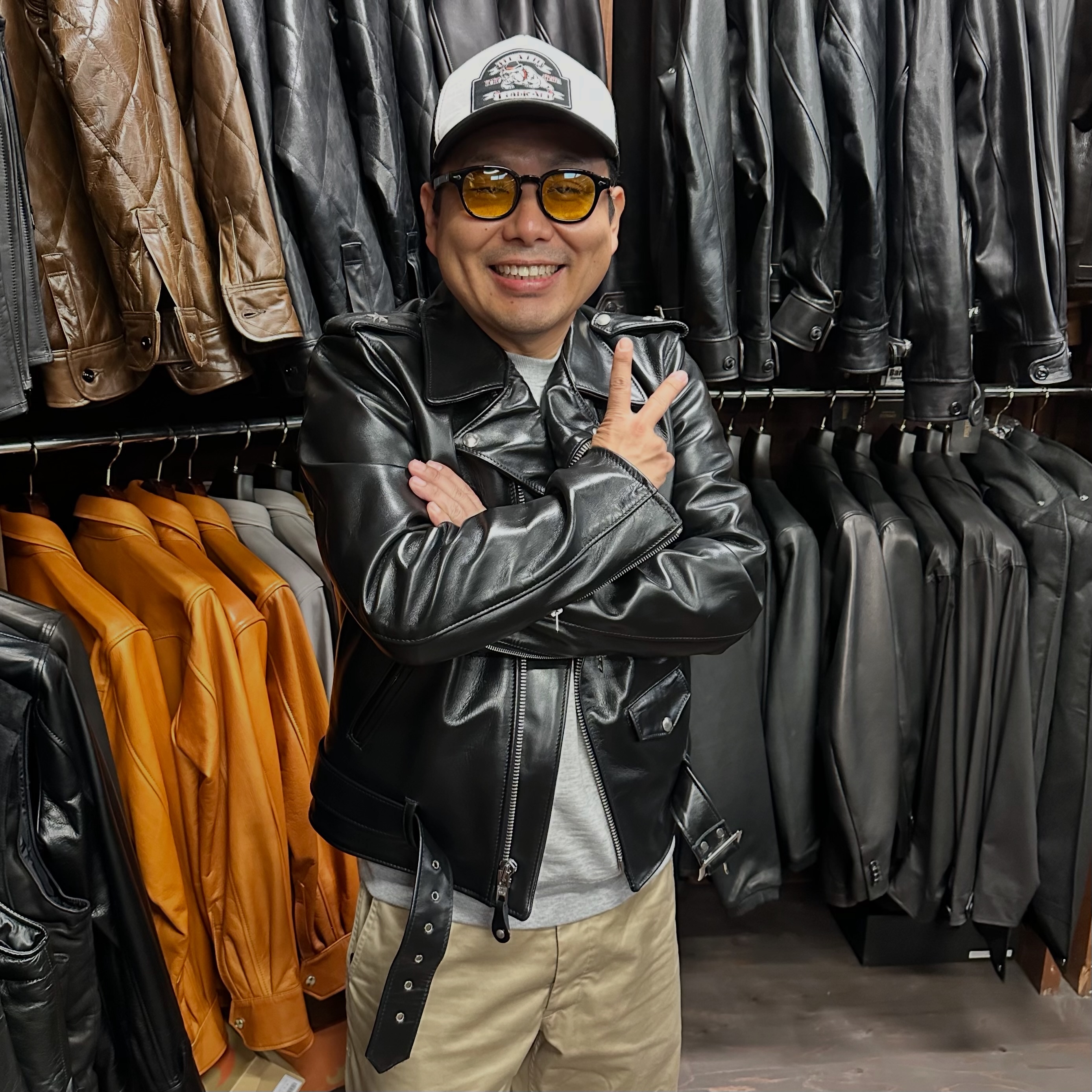大幅値下げ❗️室内で慣らしのみ❗️ほぼ新品❗️エアロレザー　ハーフベルト　コードパン エアロレザー AERO LEATHER レザージャケットHalfbelt STF ハーフ