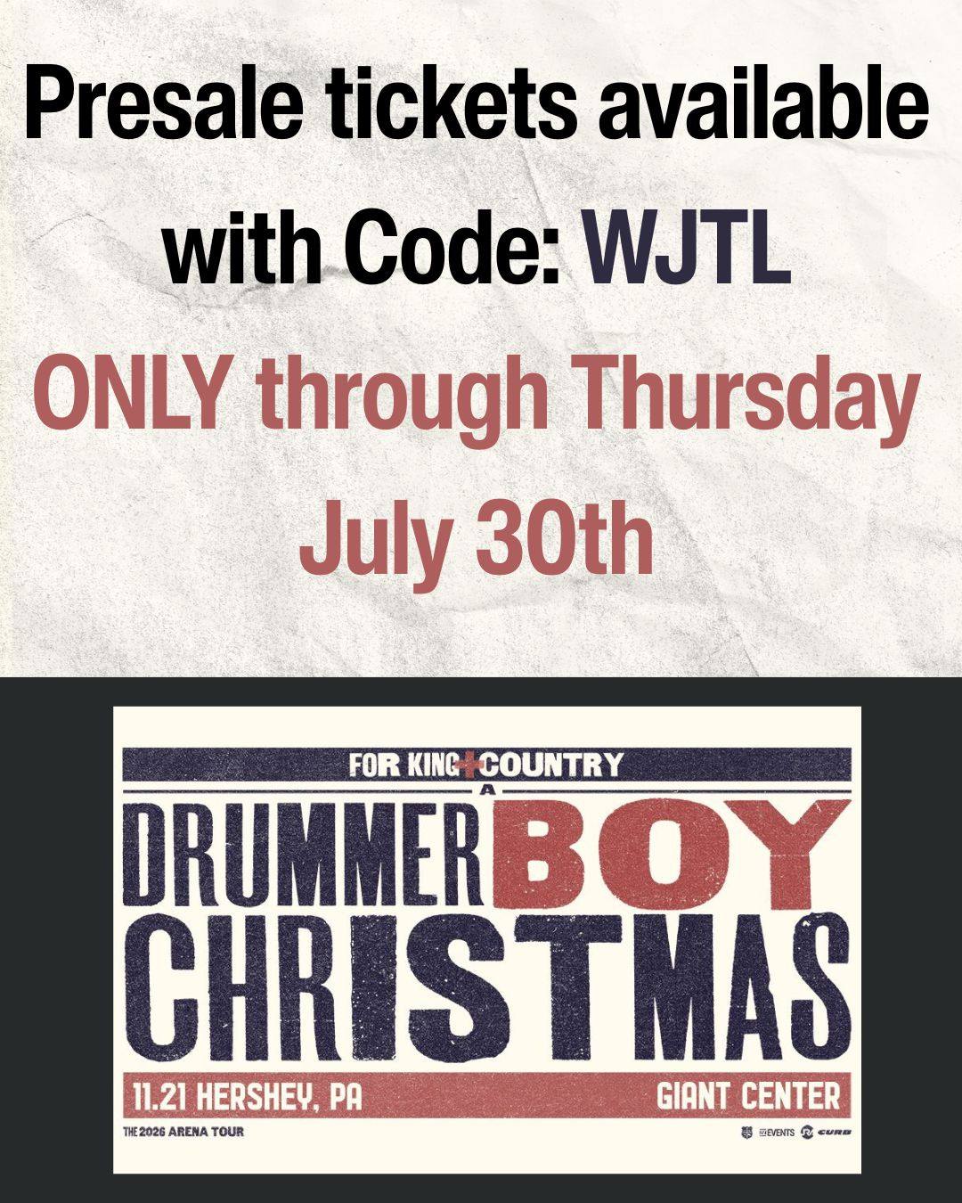 The Junction - Tickets are available NOW but only with Code: WJTL