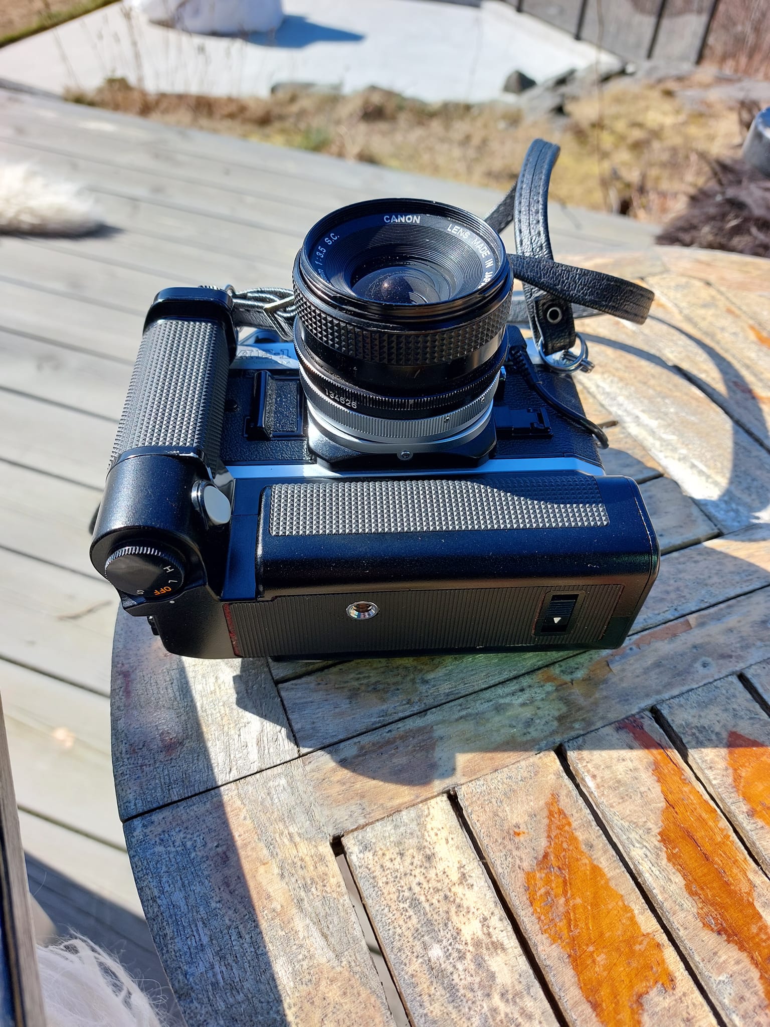 My Canon A1 with Motor Drive and Date Back attached