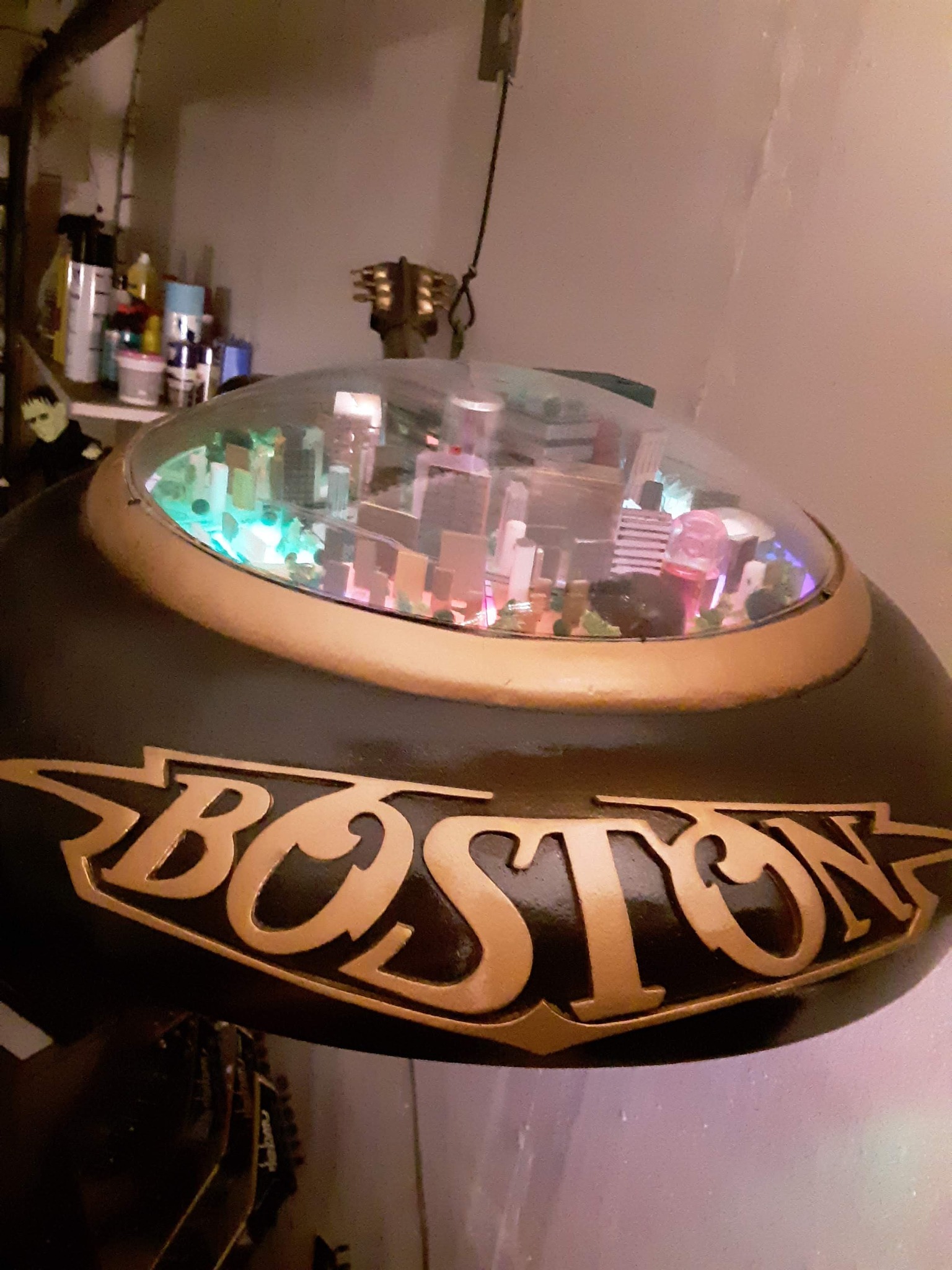 Boston Spaceship Model Built from a Guitar