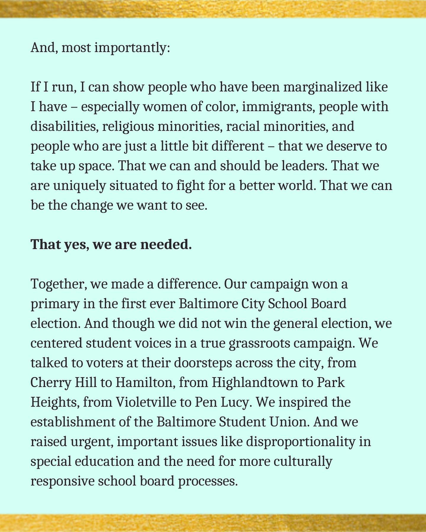 Salimah Jasani for Baltimore City Board of School Commissioners