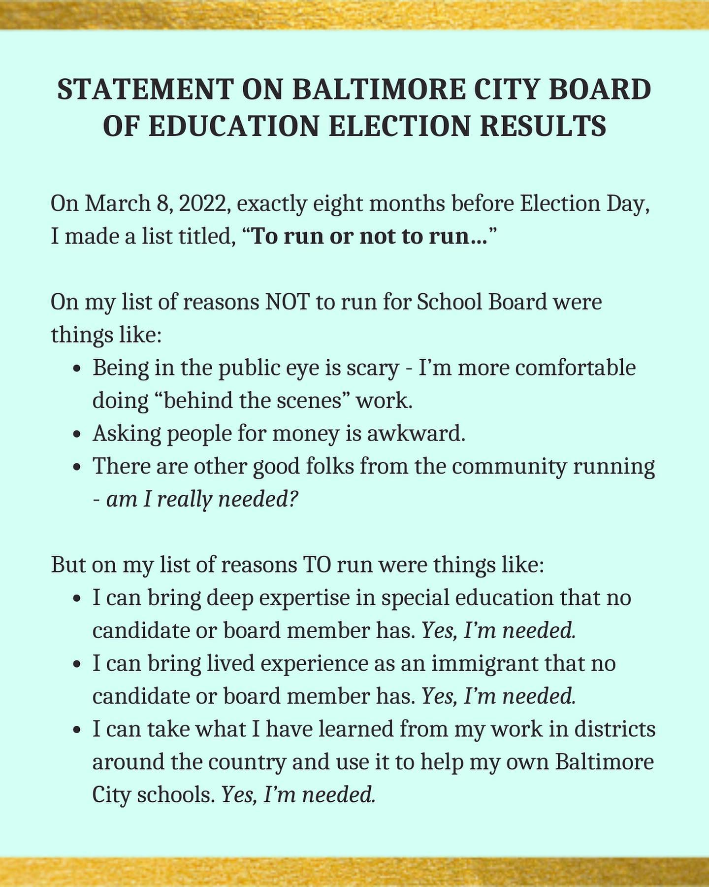 Salimah Jasani for Baltimore City Board of School Commissioners