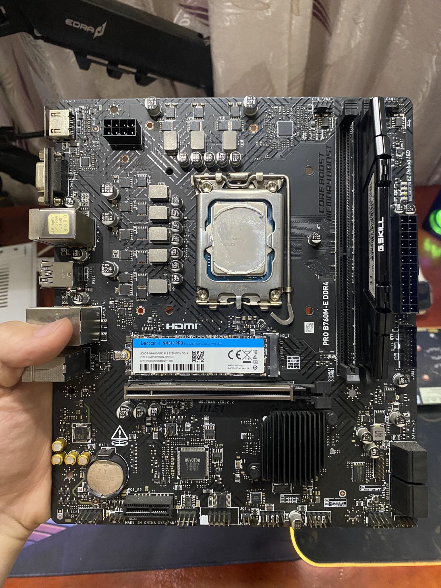MAIN B760M PRO E + CPU i5 12400F GIÁ 4.5 date 9/2027