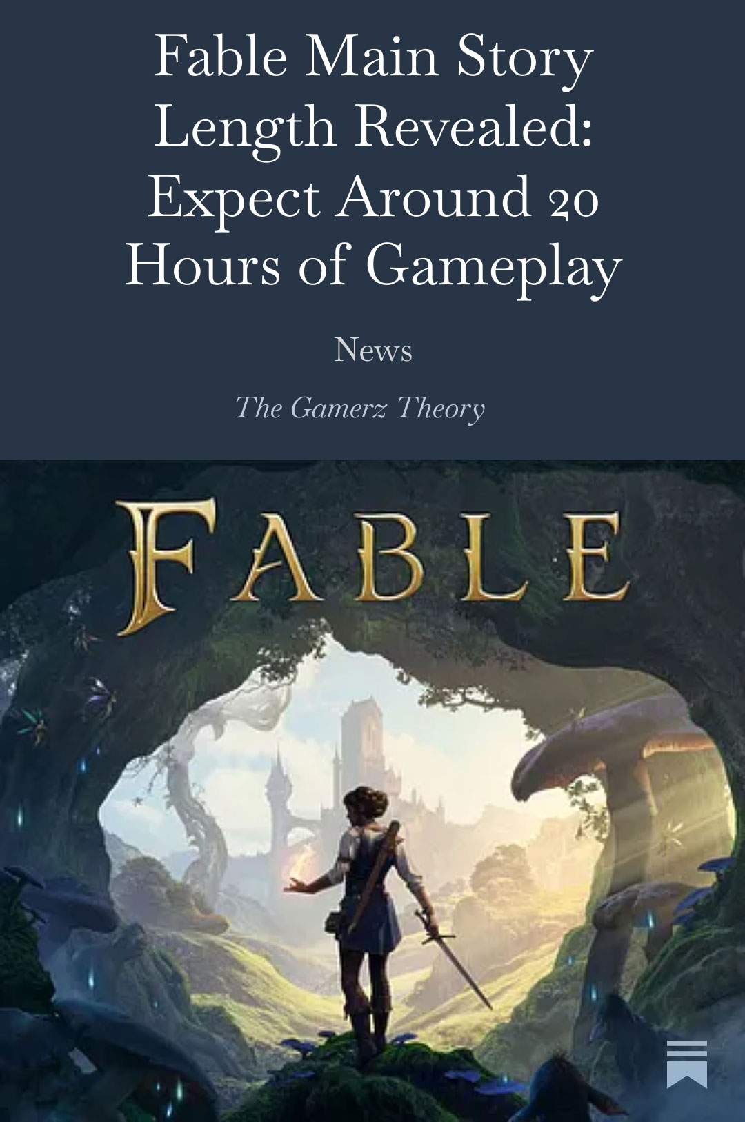 Fable's main story is 20 hours long with 15-20 hours of side quests