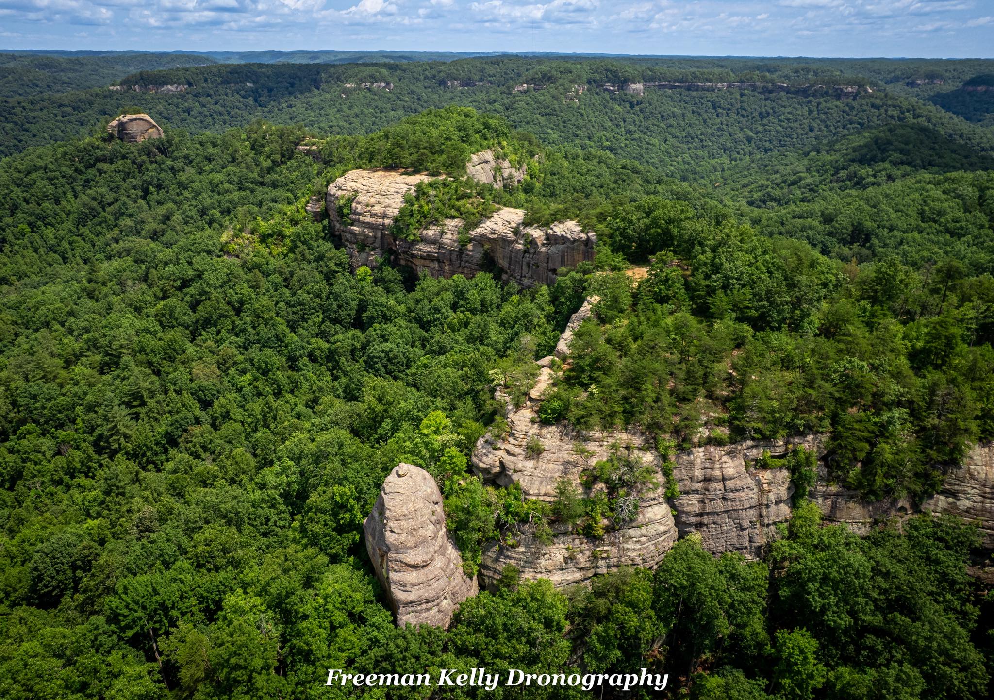 Aerial view of Auxier Ridge Trail in Red River Gorge