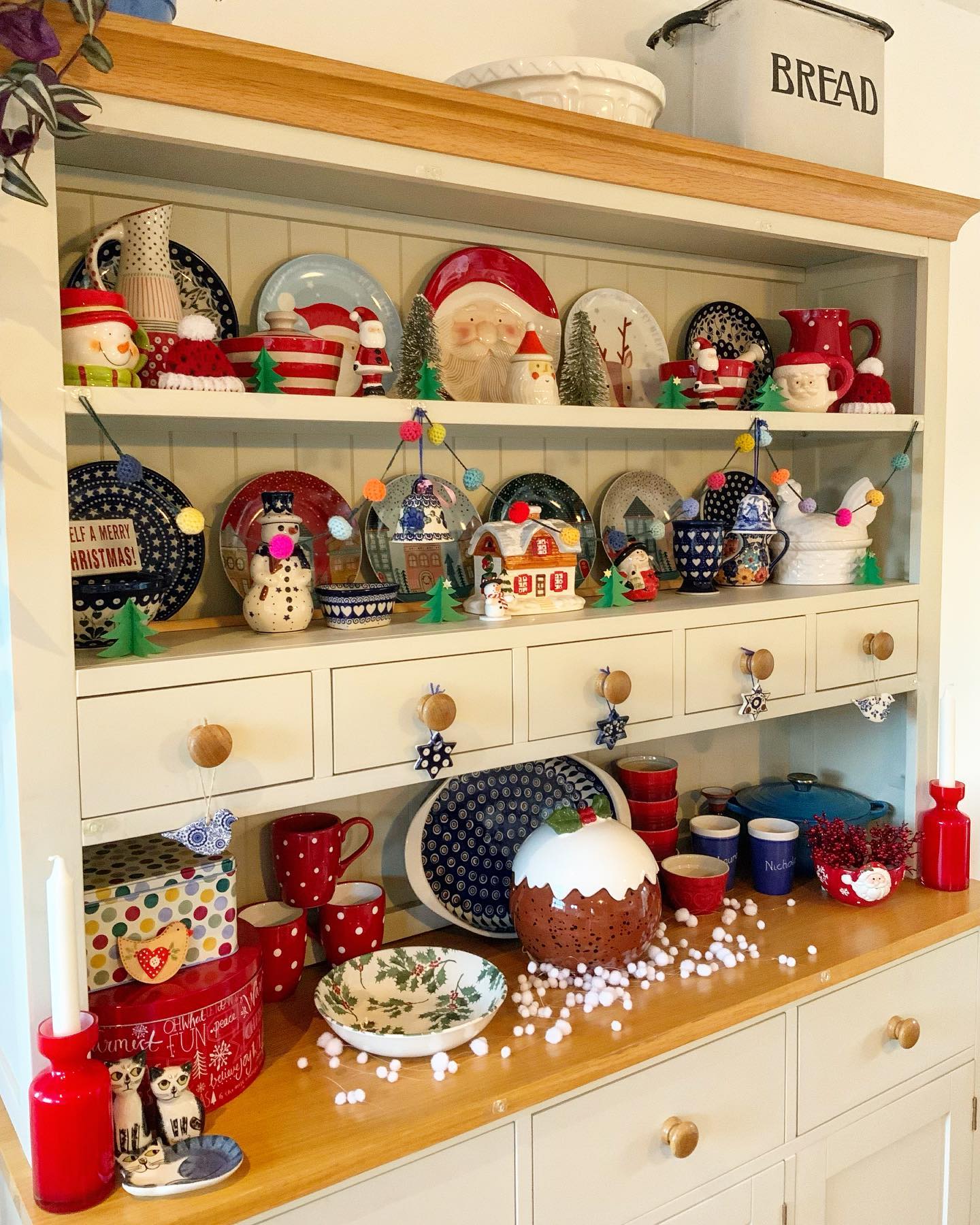 Cosy Welsh dresser Christmas decor with homemade touches