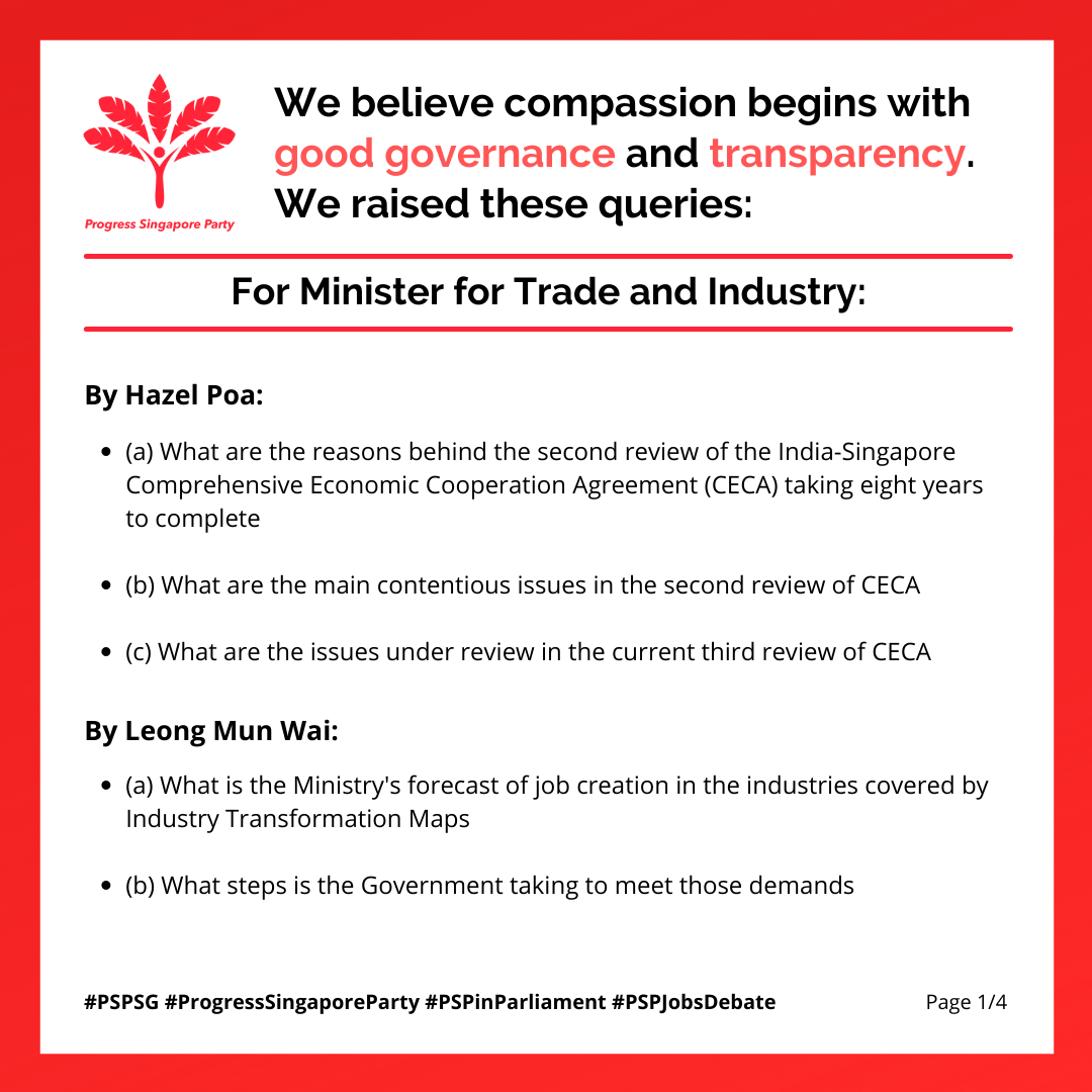 Here are the questions raised... - Progress Singapore Party