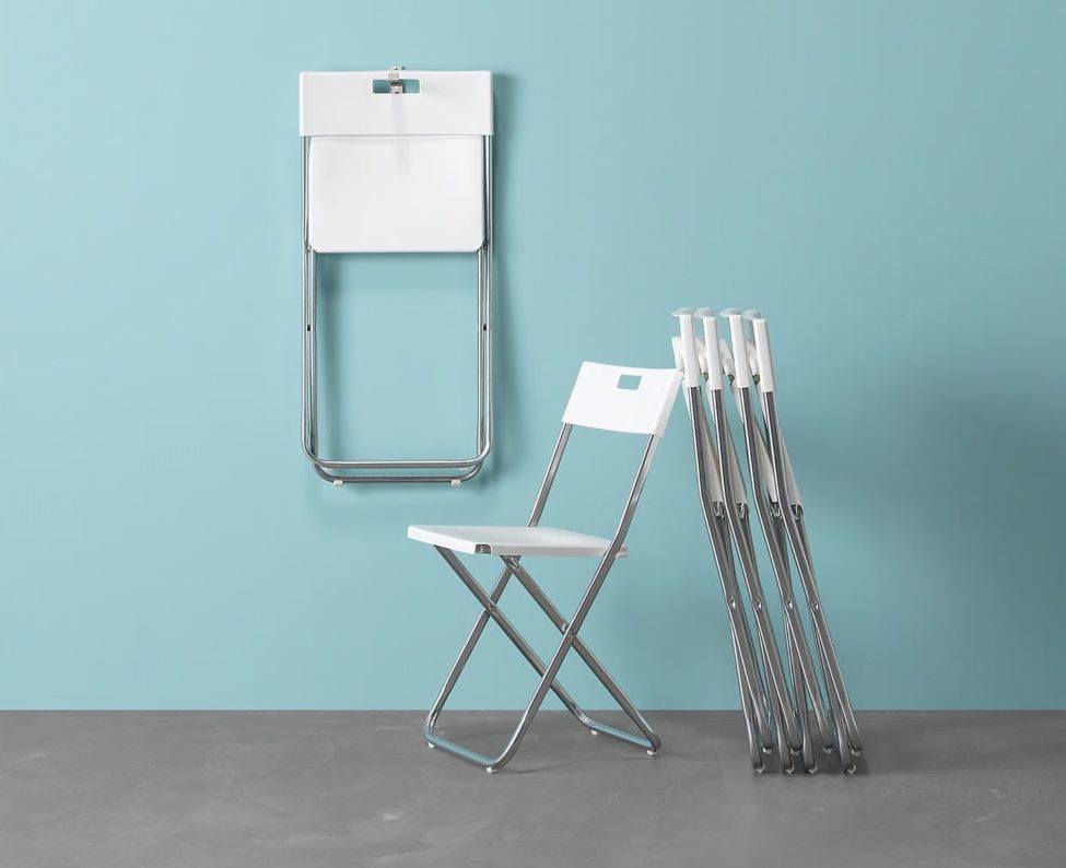 Chaise Pliante GUNDE - Noire, En Plastique Et Acier, Compacte Et Facile à Ranger