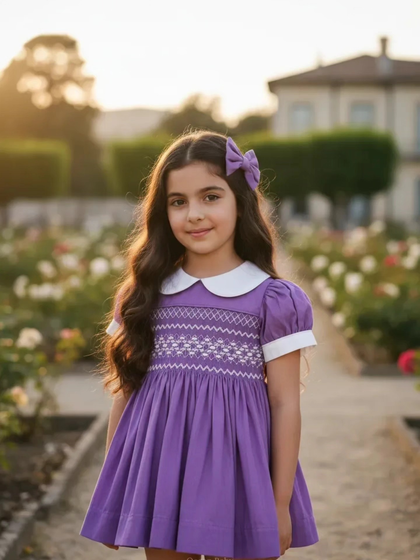 Ocean Baby Girls 'Winter Lavender' Sateen Smocked Petticoat Layered Dress