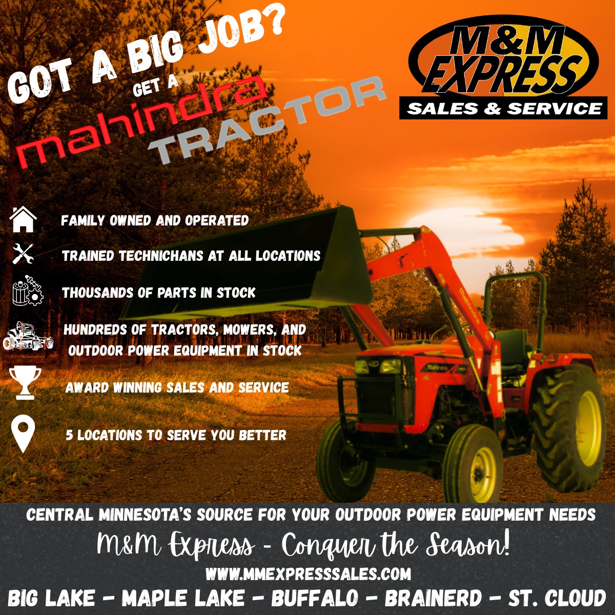 M&M Express outdoor power equipment and tractors