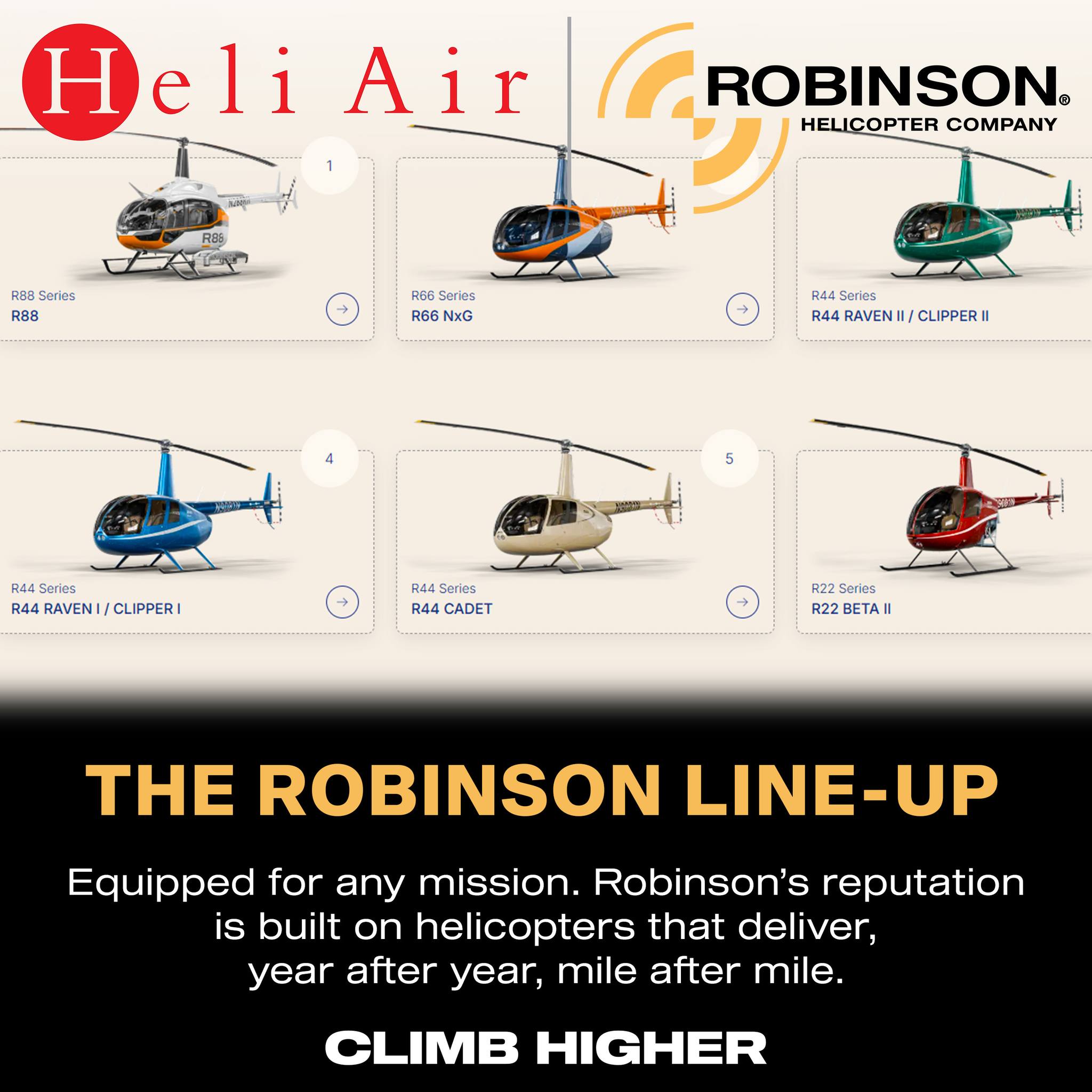 Heli Air - The Robinson Line Up. 🚁 THE ROBINSON R44 RANGE... | Facebook