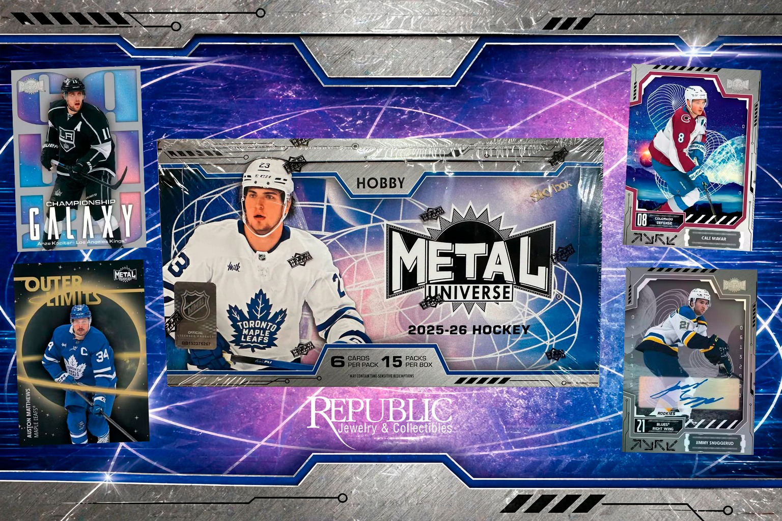 2025-26 Upper Deck Skybox Metal Universe hockey hobby boxes available