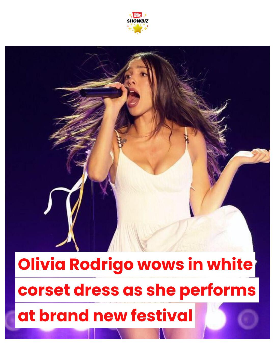 Olivia Rodrigo wowed fans in a white corset dress as she performed at her Daisy Chain Fields Festival