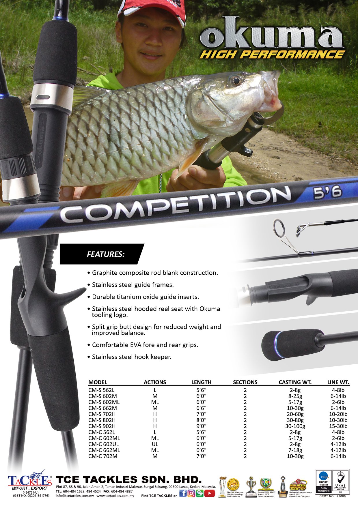 okuma competition rod Tournament Concept Bass Rods Long practice days TCE - Okuma Rod -