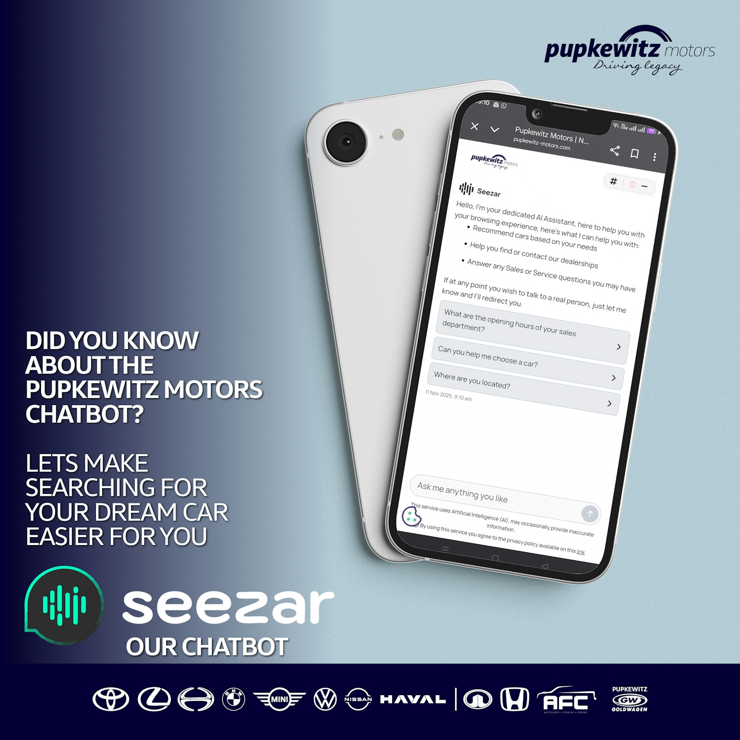 🚗 Meet Seezar, your smart new... - Pupkewitz Motors | Facebook
