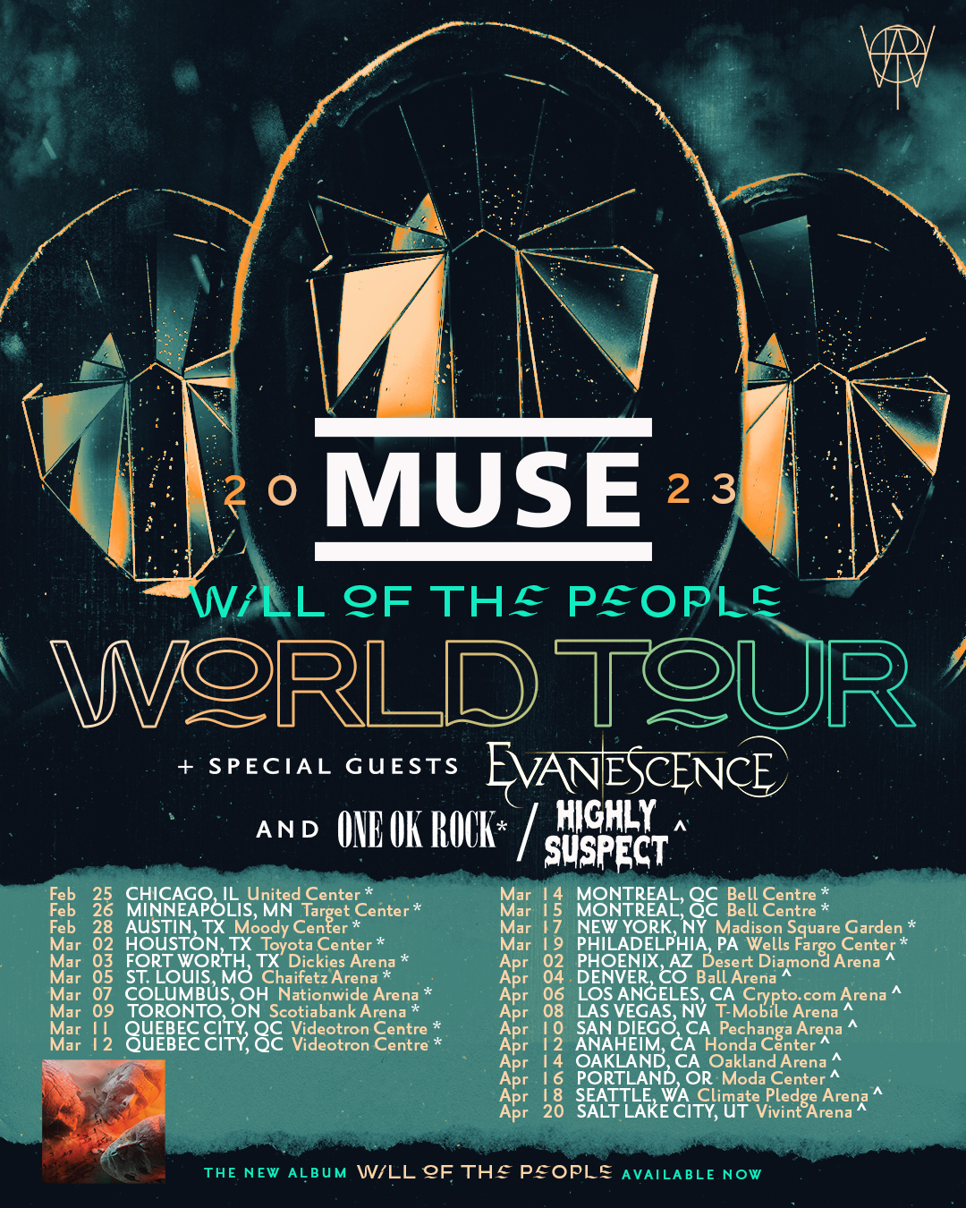 TONIGHT! Muse with special guests Evanescence and ONE OK ROCK