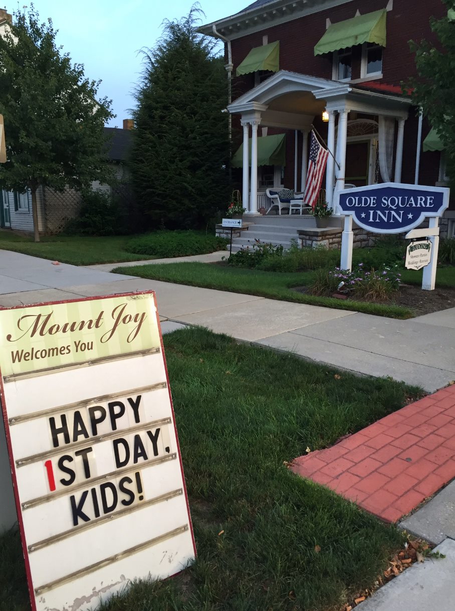Olde Square Inn - Happy to be waving at the school bus....