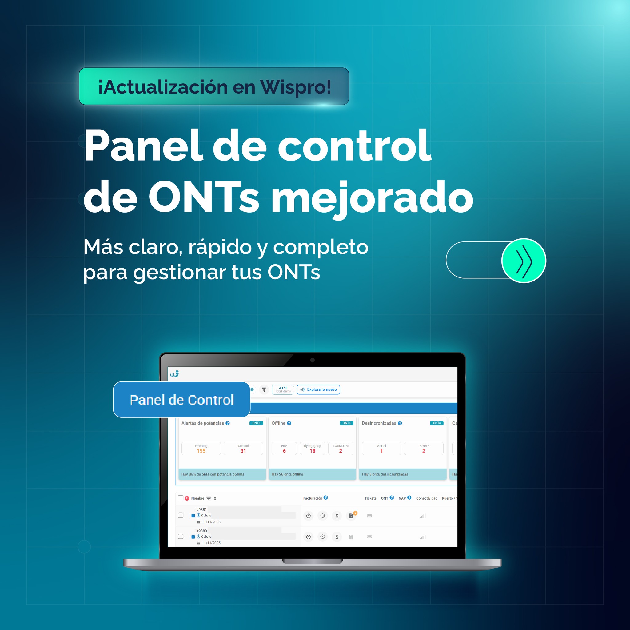 Wispro - ¡Nueva vista en Wispro!🚀 El Panel de Control de... | Facebook