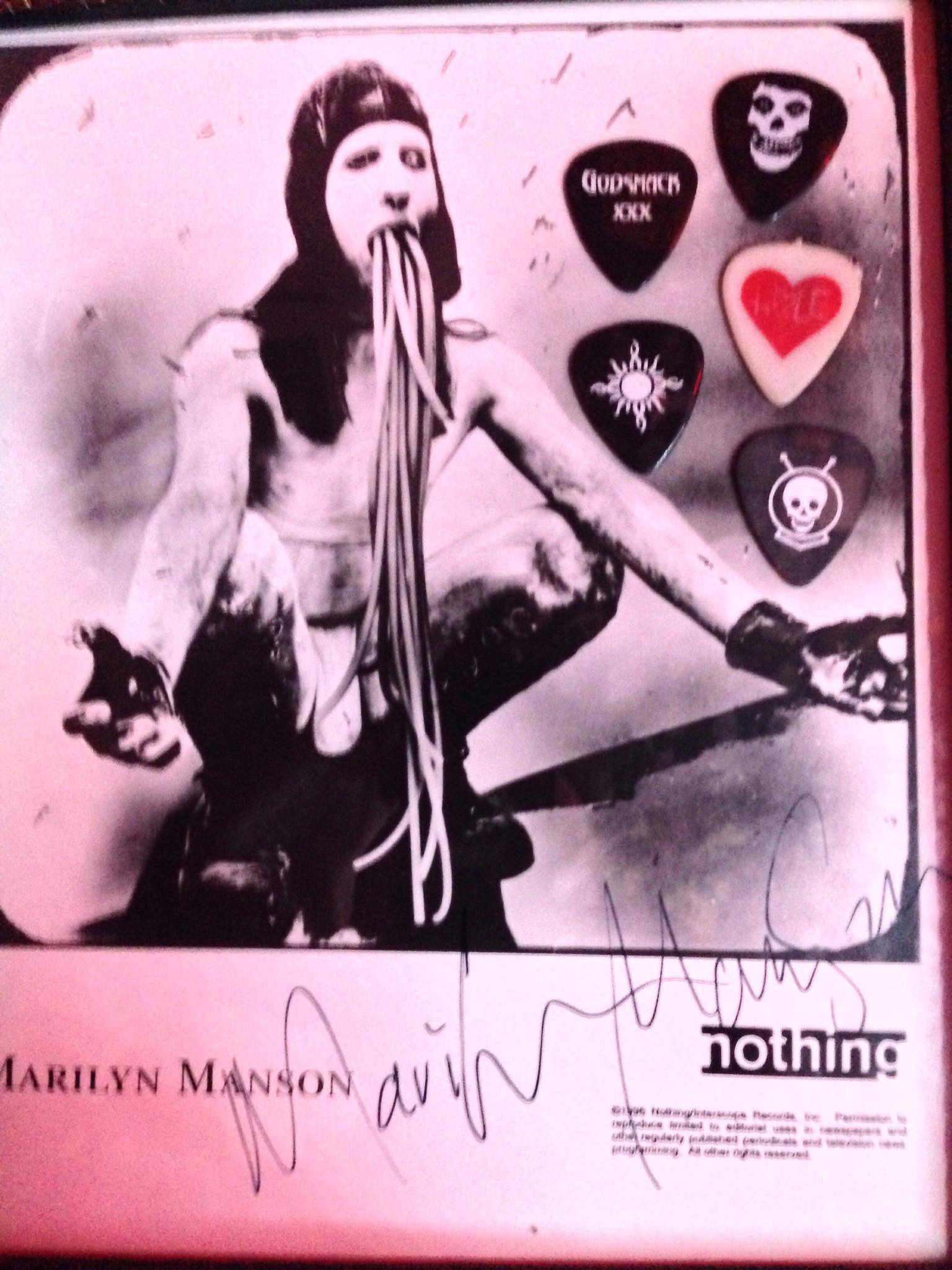 Marilyn Manson autographed items and concert experiences in