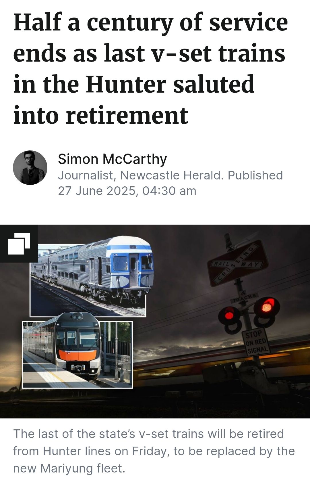 Today we farewell the iconic v-set... - Tim Crakanthorp MP | Facebook