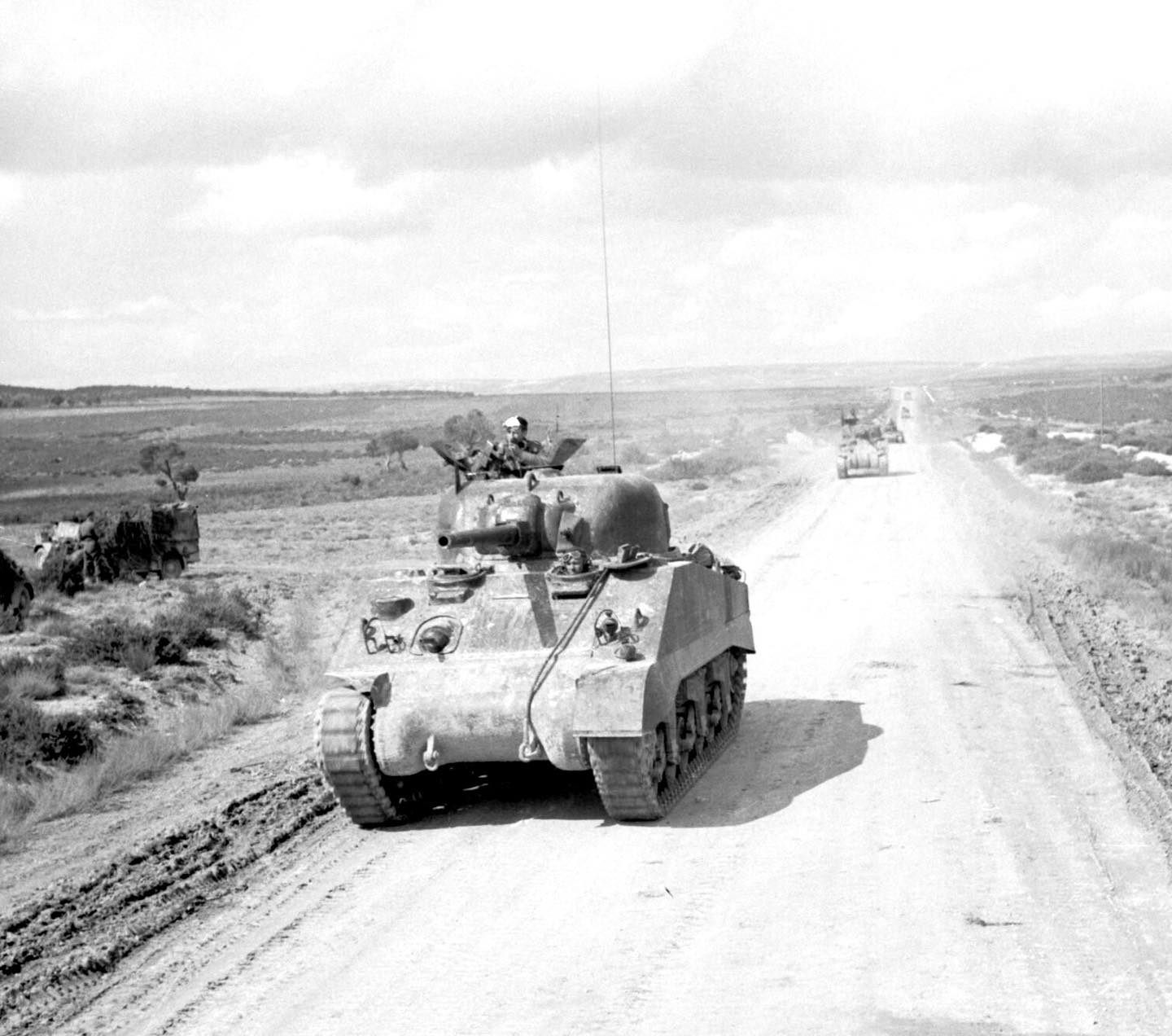 British Sherman IIIs during the advance to Kasserine in Tunisia