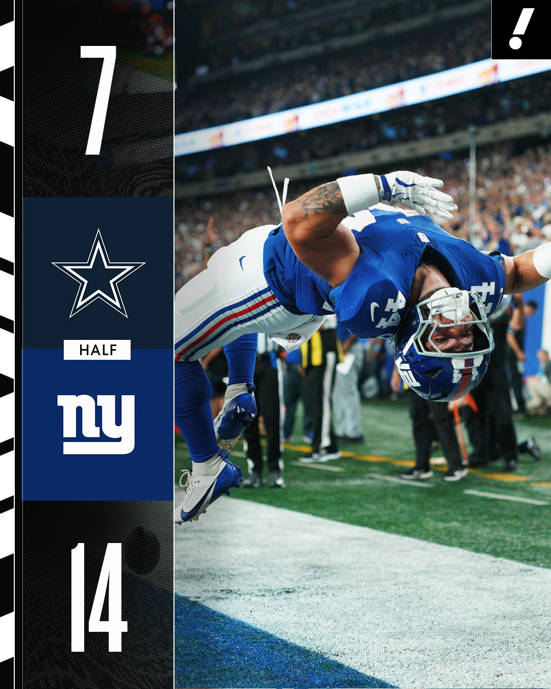 The Giants lead the Cowboys going into halftime 👀