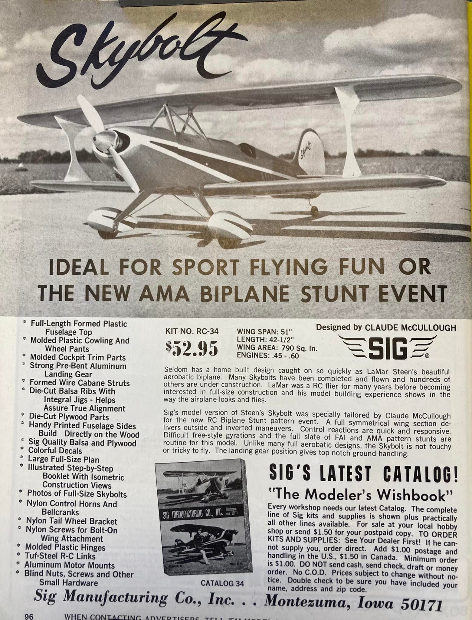 A 1975 Sig Skybolt kit I was gifted. My first full size balsa build.