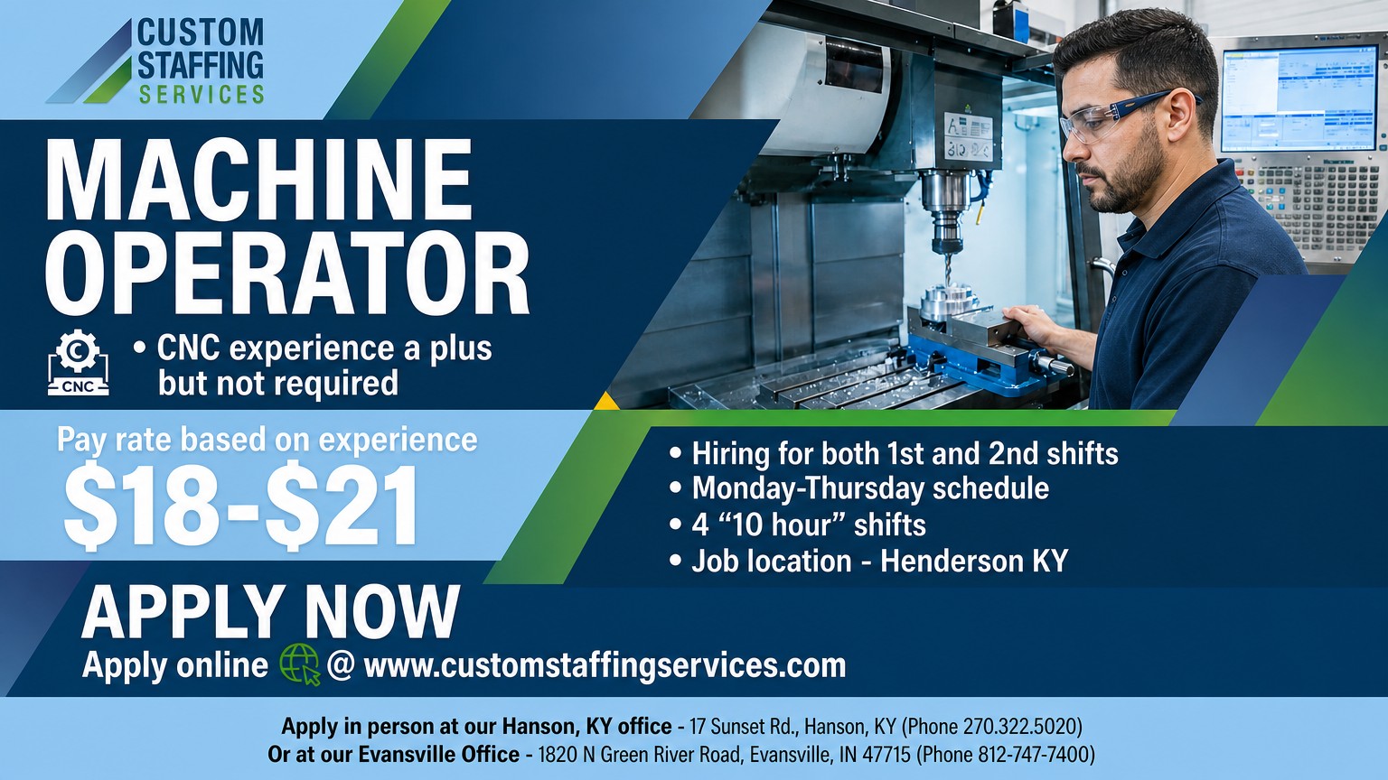 🚨 NOW HIRING: MACHINE OPERATORS 🚨 Looking for a great