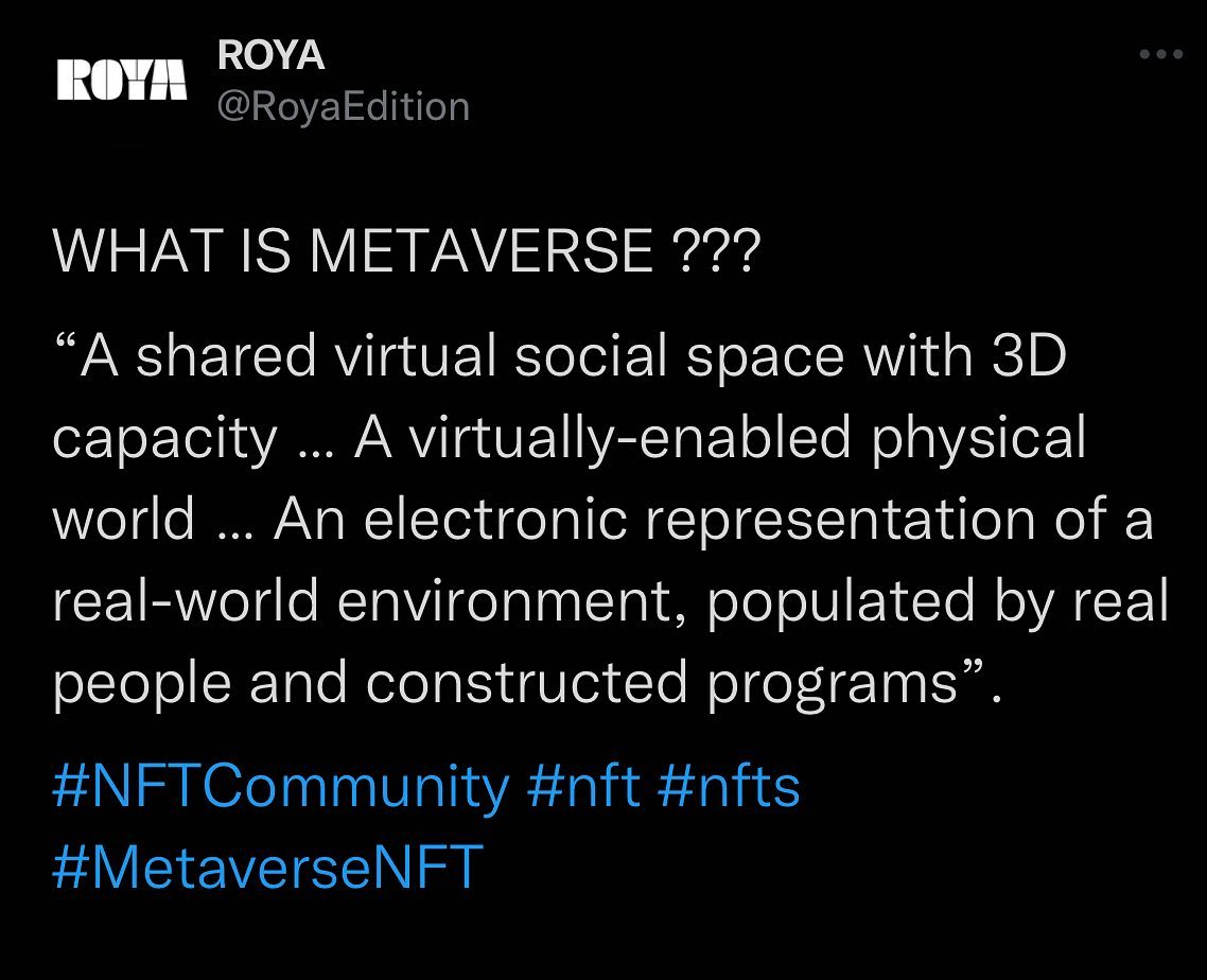 ROYA - What is Metaverse? NFT’s made in the spirit of... | Facebook