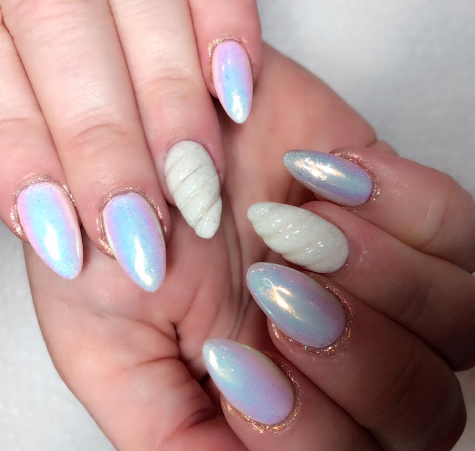 Unicorn Nails Design With Pearl Chrome Phoenix Nails Niagara