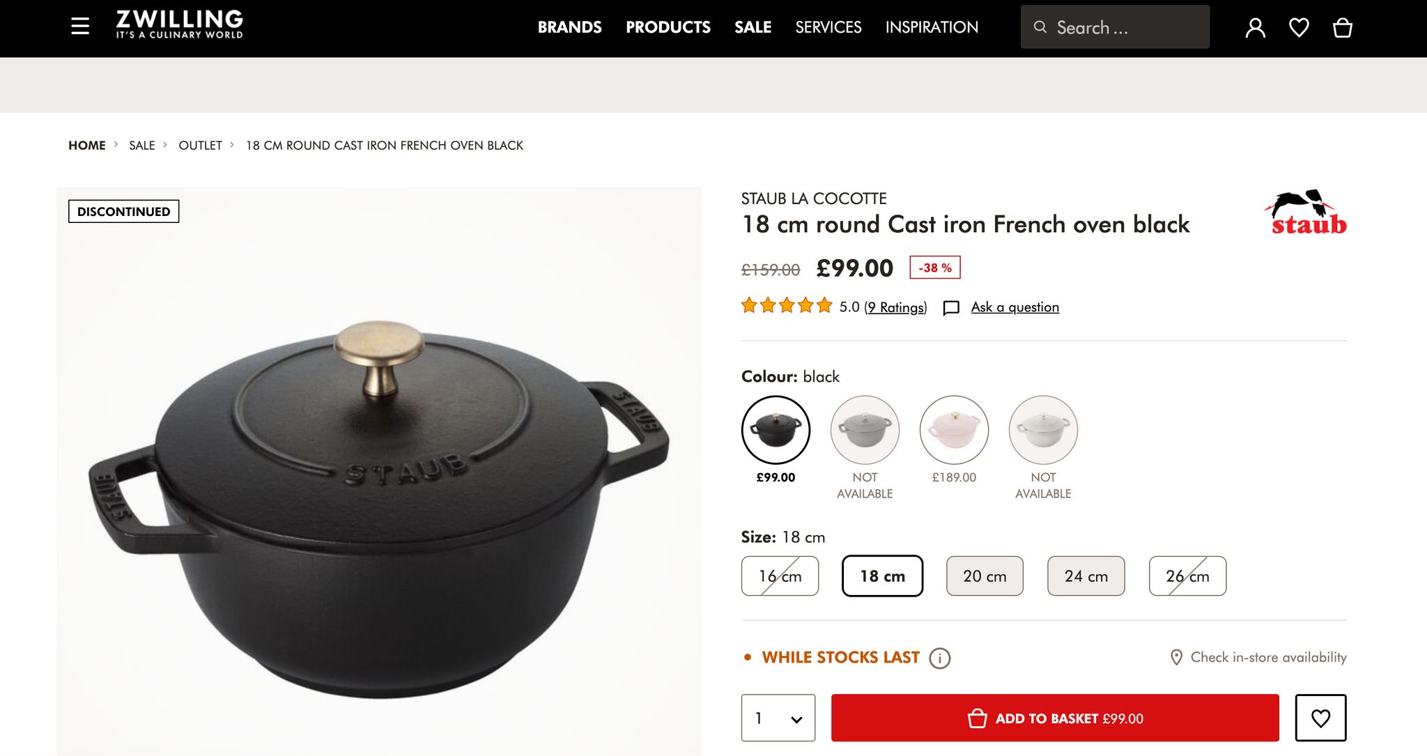 新品 Staub La Cocotte 18cm 鍋 ブラック Amazon.co.jp: staub