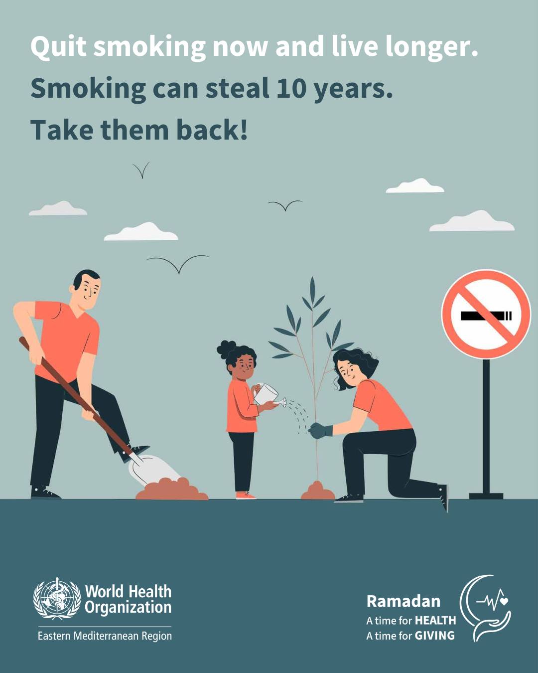 Smoking can reduce average life expectancy by 🔟 years. Your health  matters. It's never too late to #QuitSmoking. #Ramadan #ATimeForHealth  #HealthyRamadan